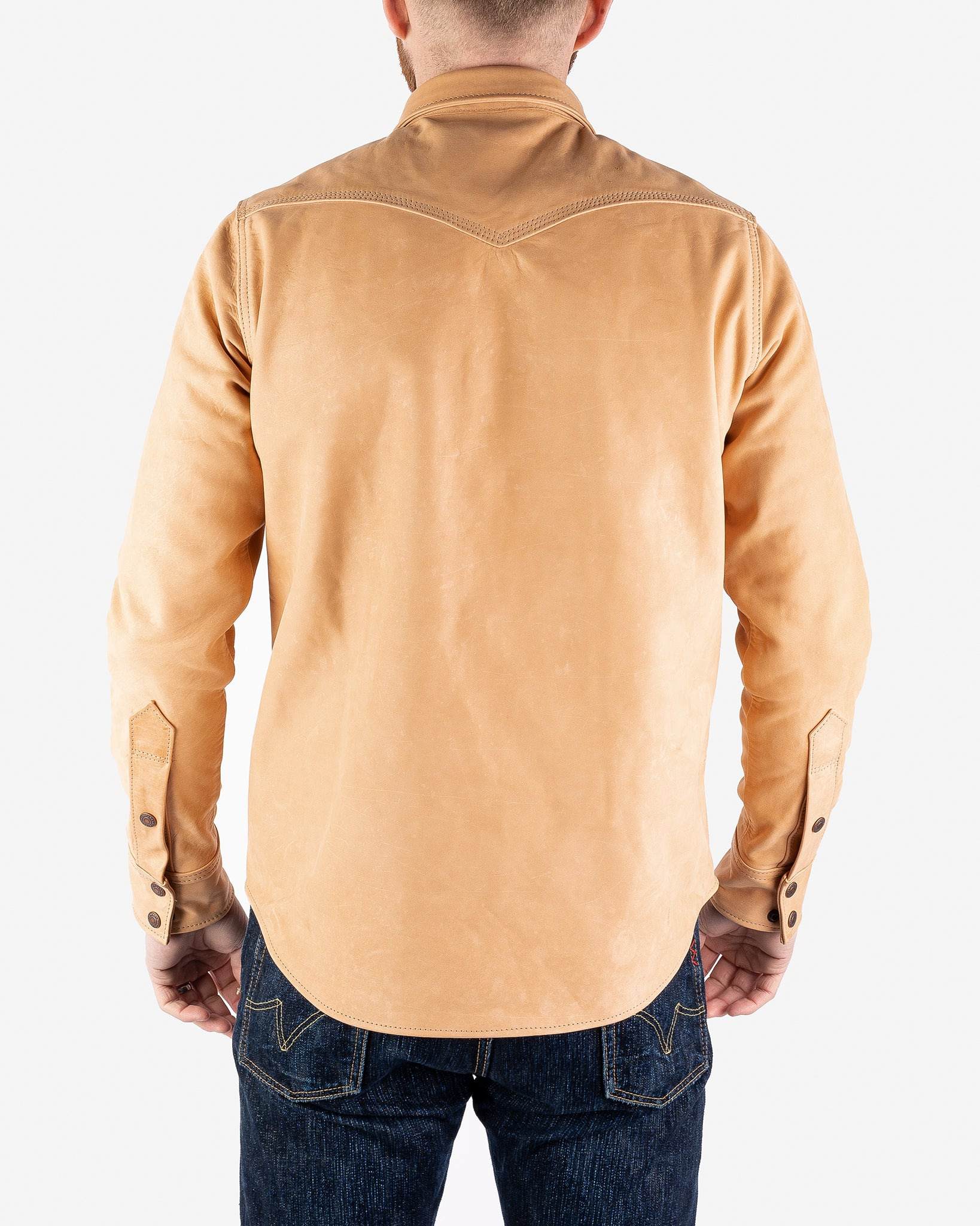IHSB-PR-NAT Iron Heart X Simmons Bilt Horsehide Western Shirt - The Pale Rider - Natural - 3