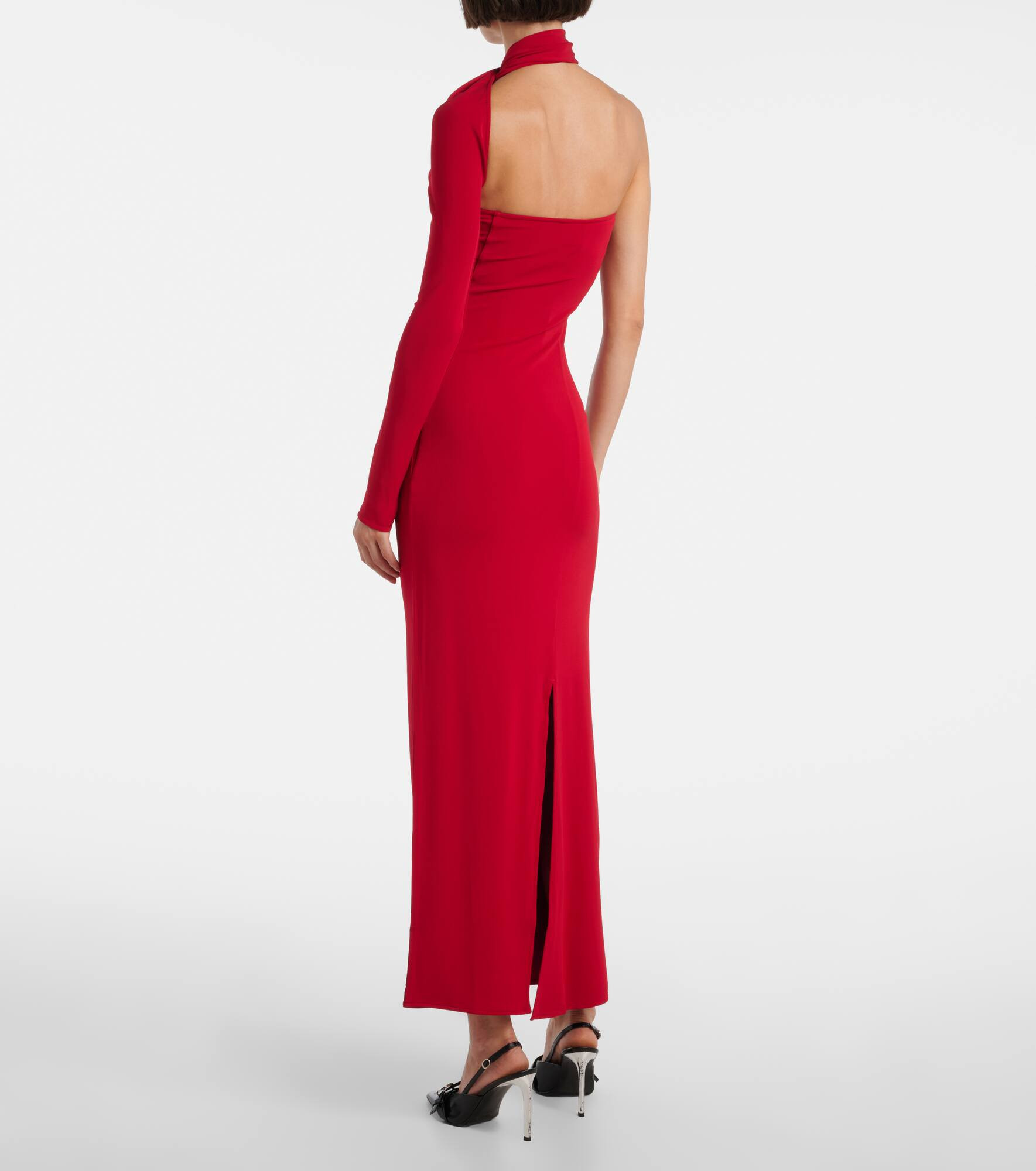 One-shoulder crêpe maxi dress - 3