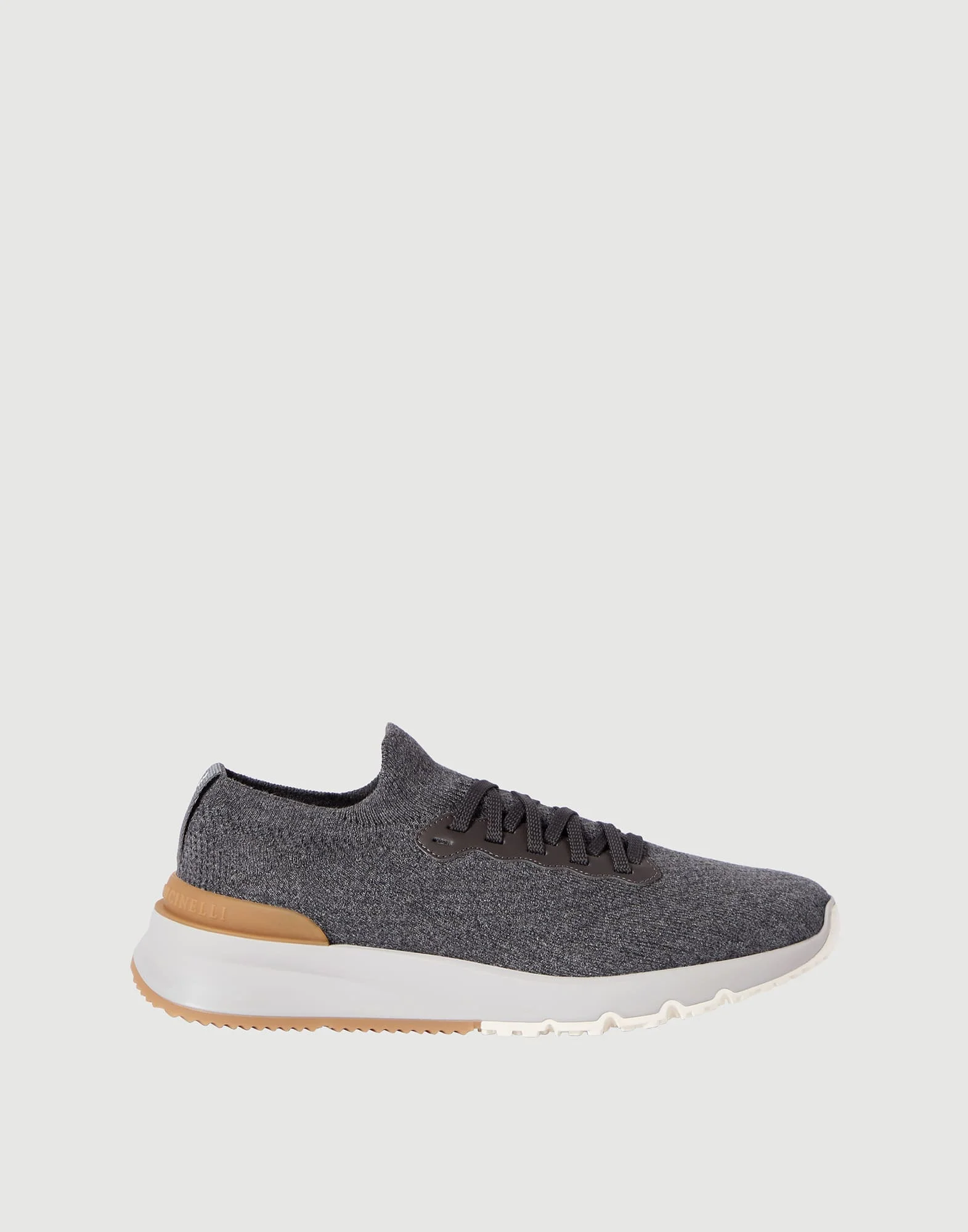 Cotton knit and semi-polished calfskin runners - 1