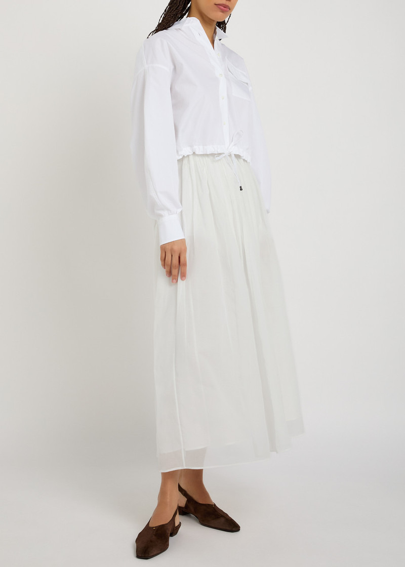 Brunello Cucinelli Gathered Cotton Midi Skirt 4