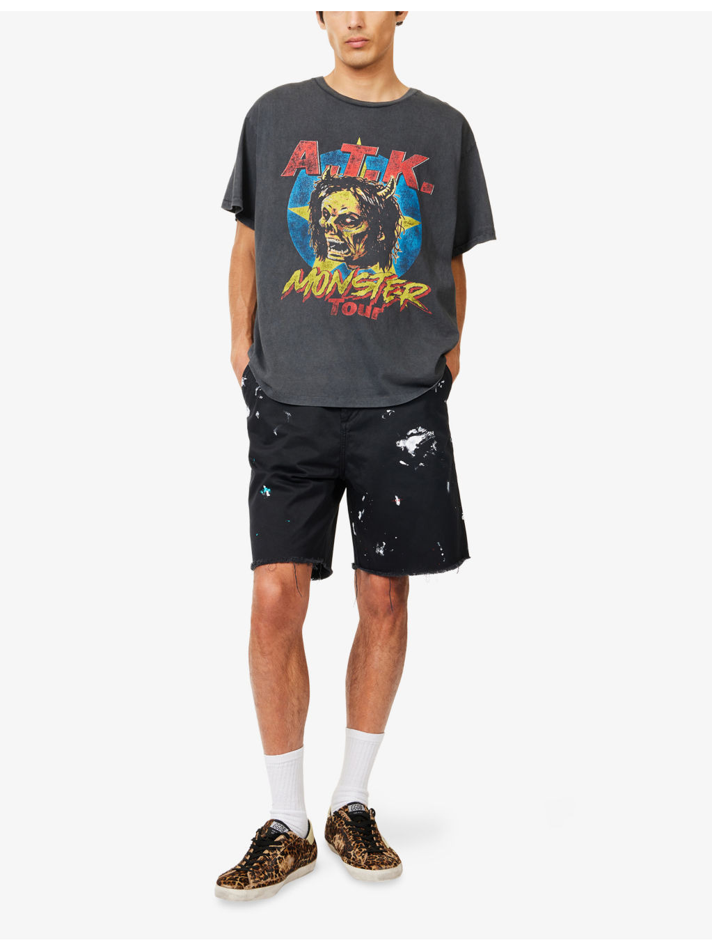 Art On Display Paint-Splatter Cotton-Chino Shorts - 2