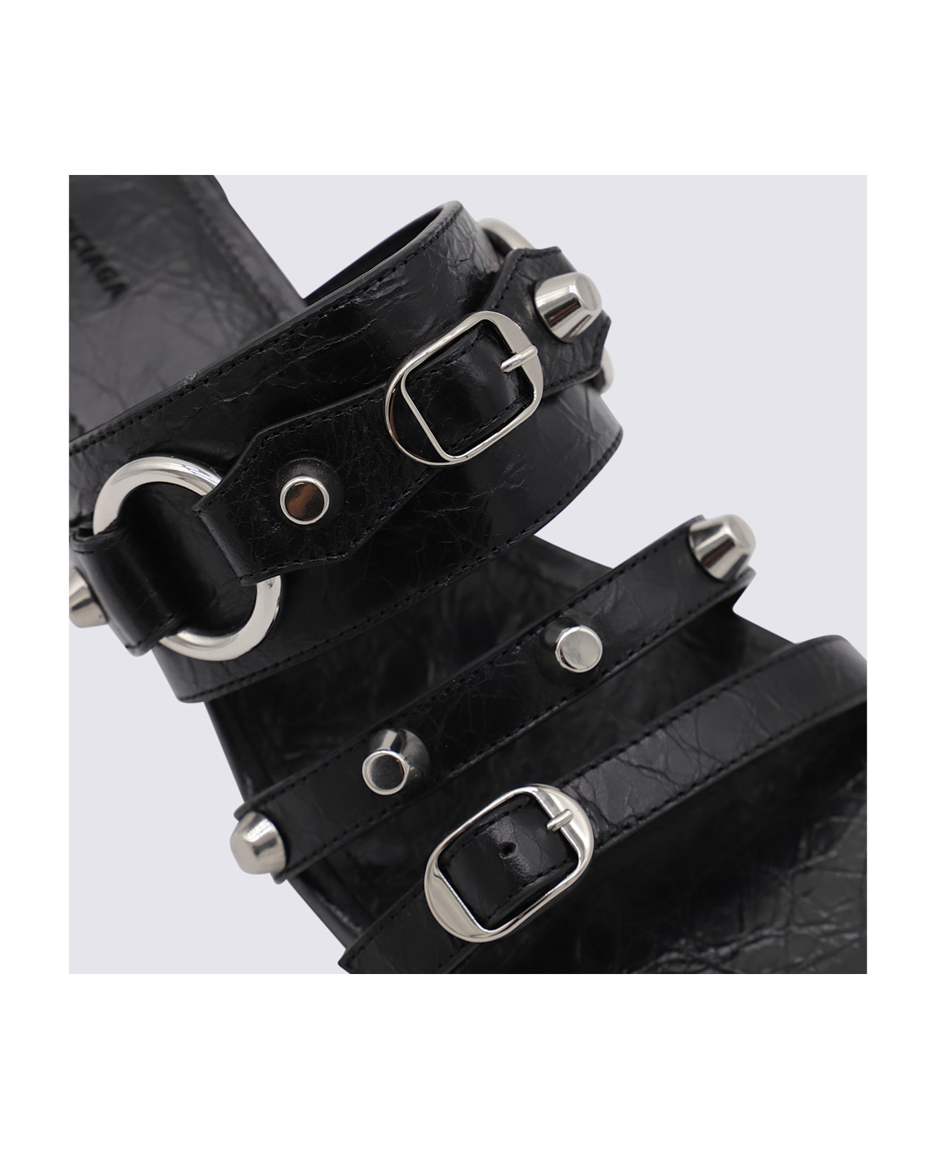 Black Leather City Sandals - 4