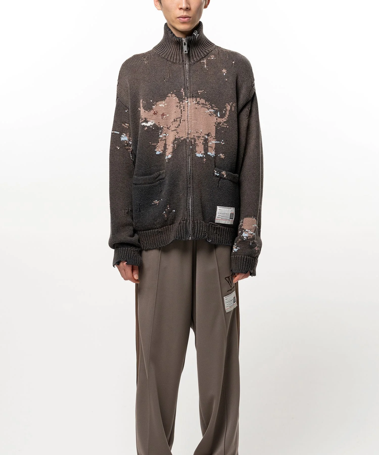 Elephant Jacquard Knit Cardigan - 1
