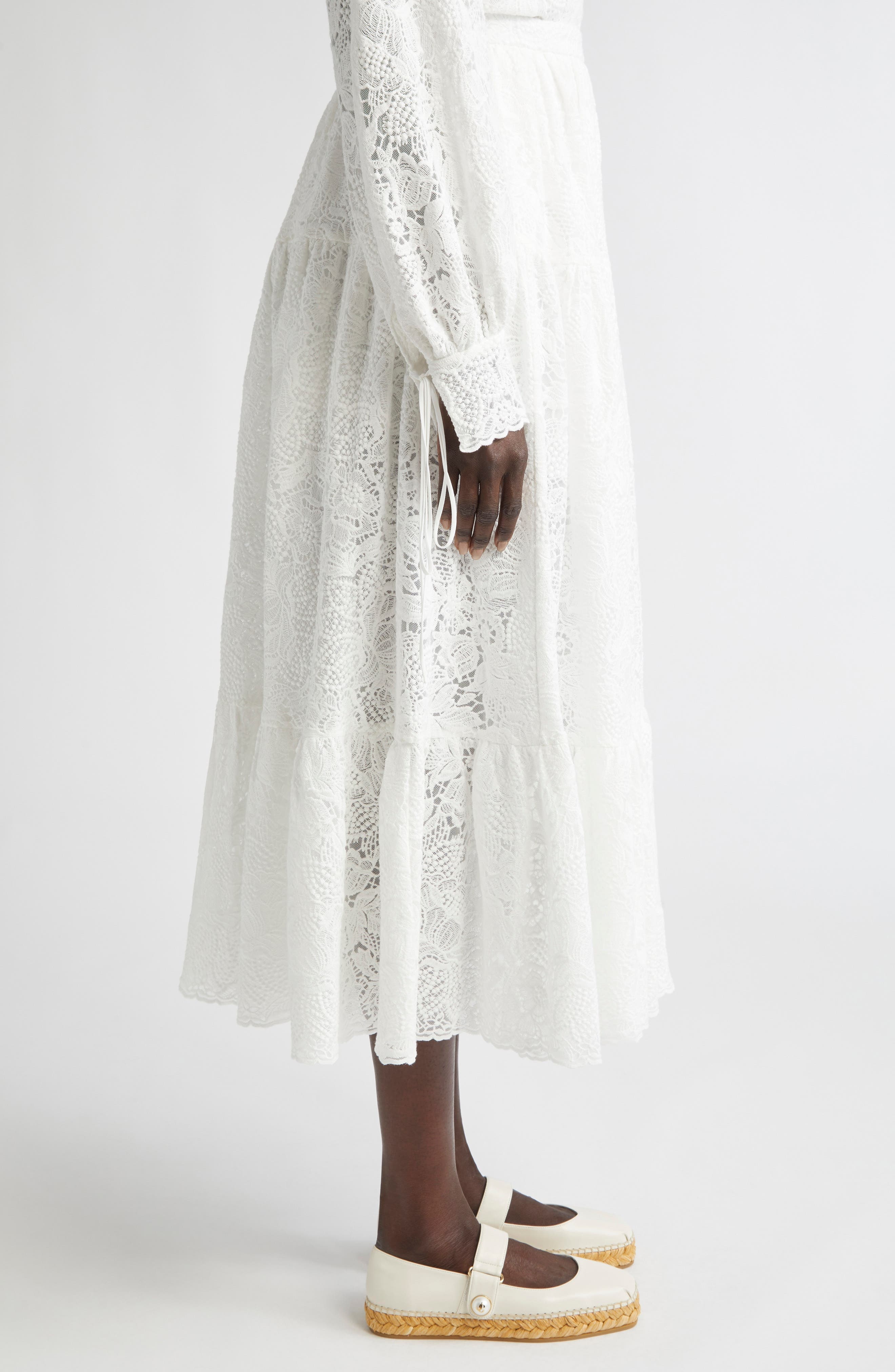 Erdem Tiered Full Volume Lace Skirt in Ivory at Nordstrom - 4