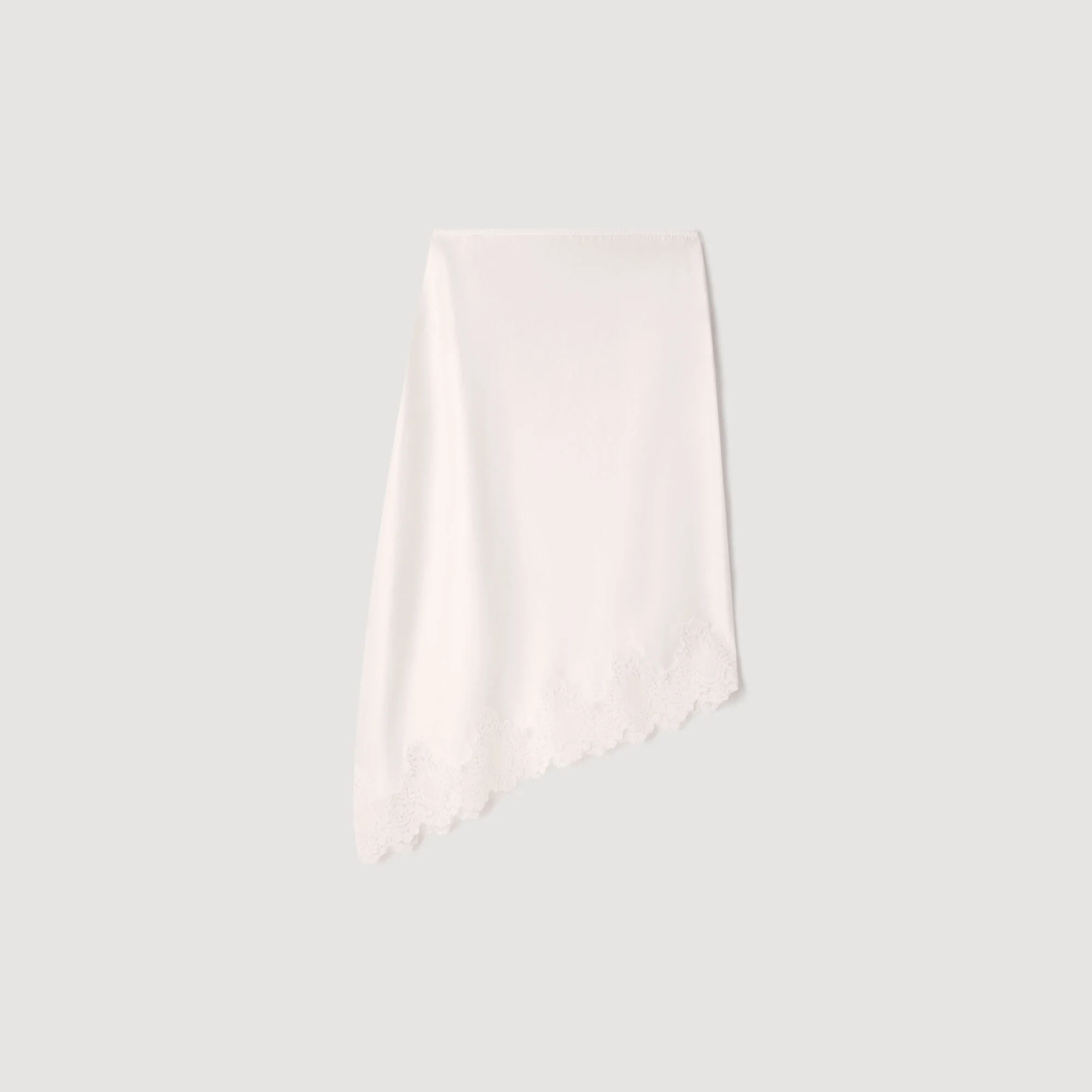 ASYMMETRICAL SATIN SKIRT WITH LACE - 1