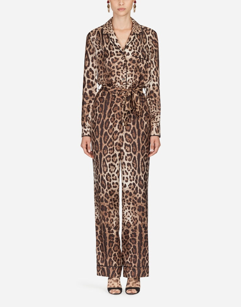 Pajama jumpsuit in silk twill 1