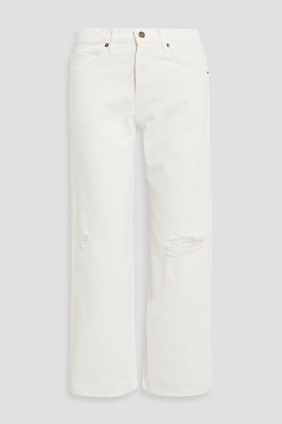 Violette cropped distressed high-rise straight-leg jeans - 1