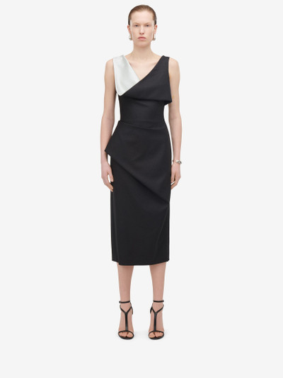 Alexander McQueen Women's Pinstripe Asymmetric Pencil Dress in Grey outlook