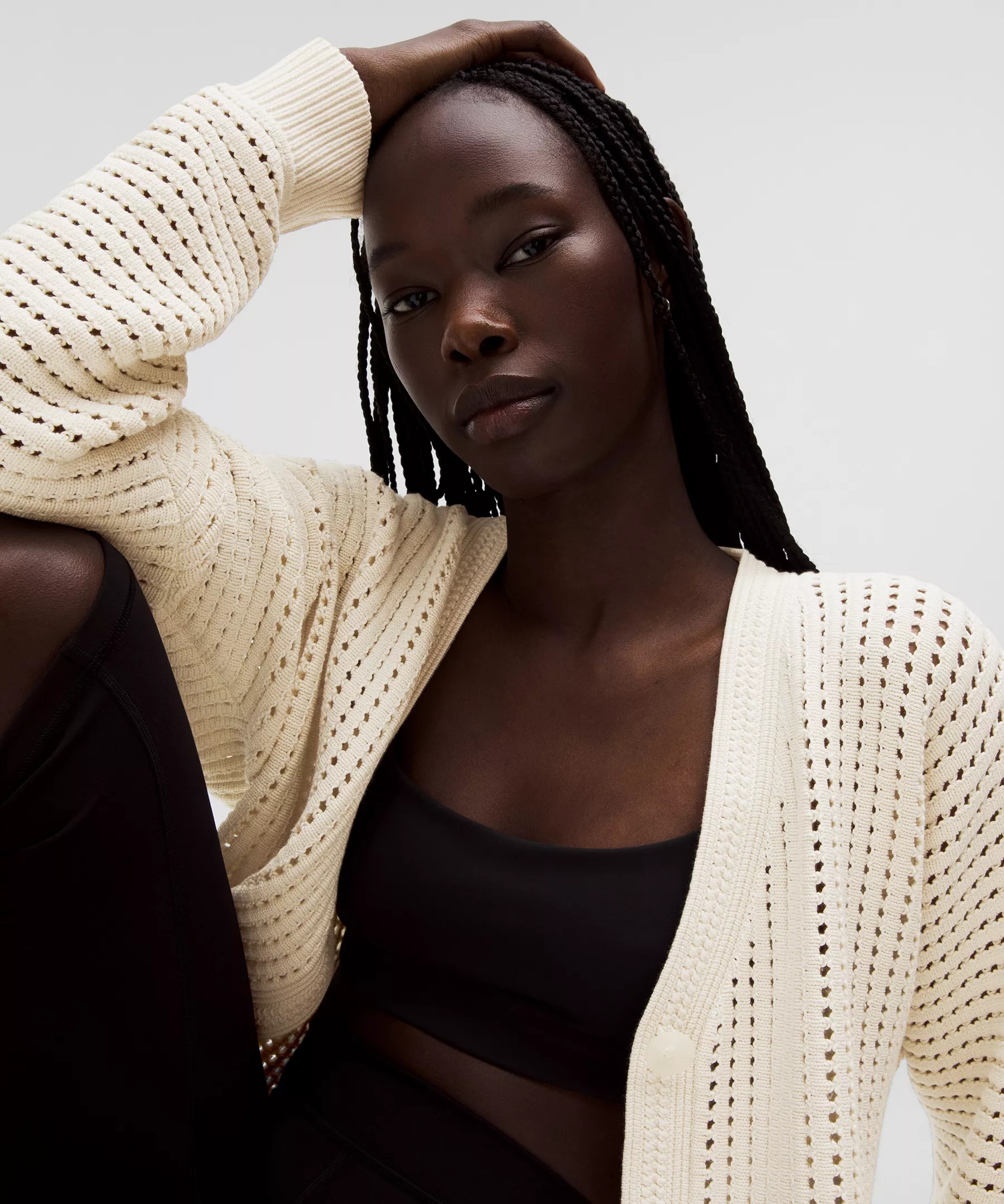 Cotton Crochet Mesh Relaxed-Fit Cardigan - 6