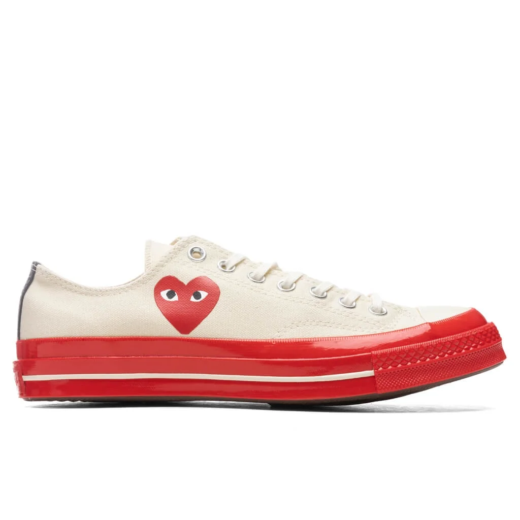 CONVERSE X COMME DES GARCONS PLAY ALL STAR CHUCK '70 OX RED SOLE - WHITE - 1