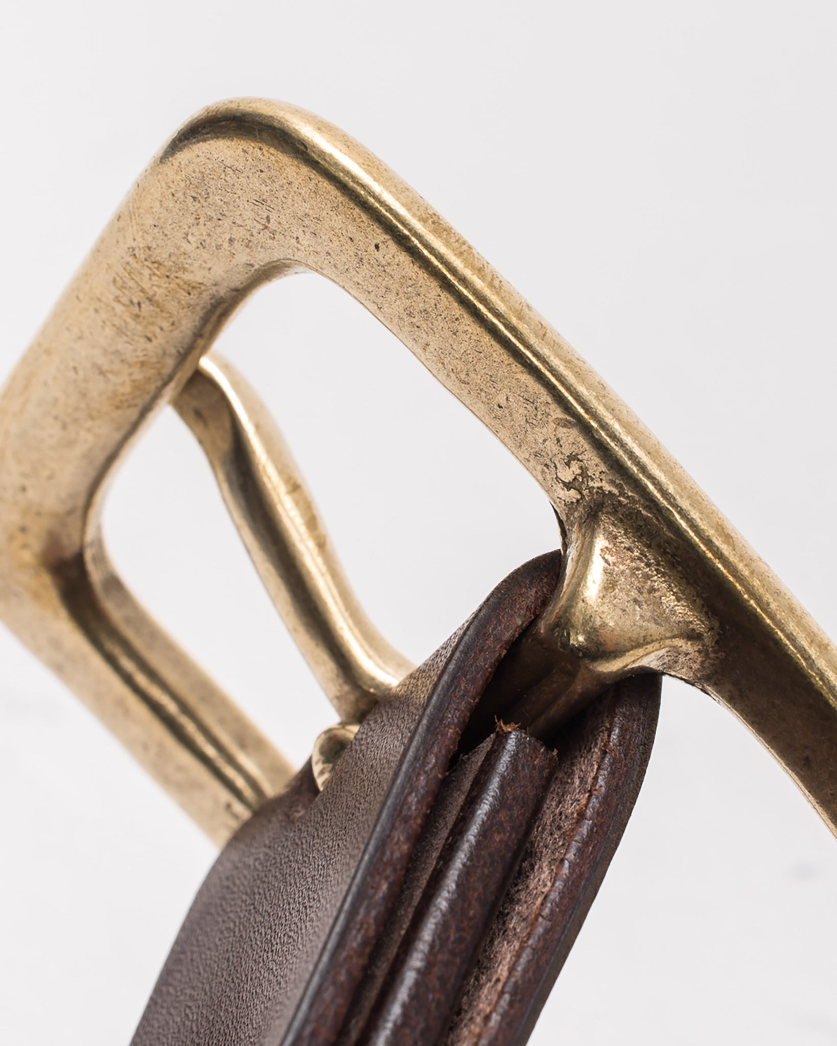 IHB-11-BRN Heavy Duty "Tochigi" Leather Belt with Brass Garrison Buckle - Brown - 5