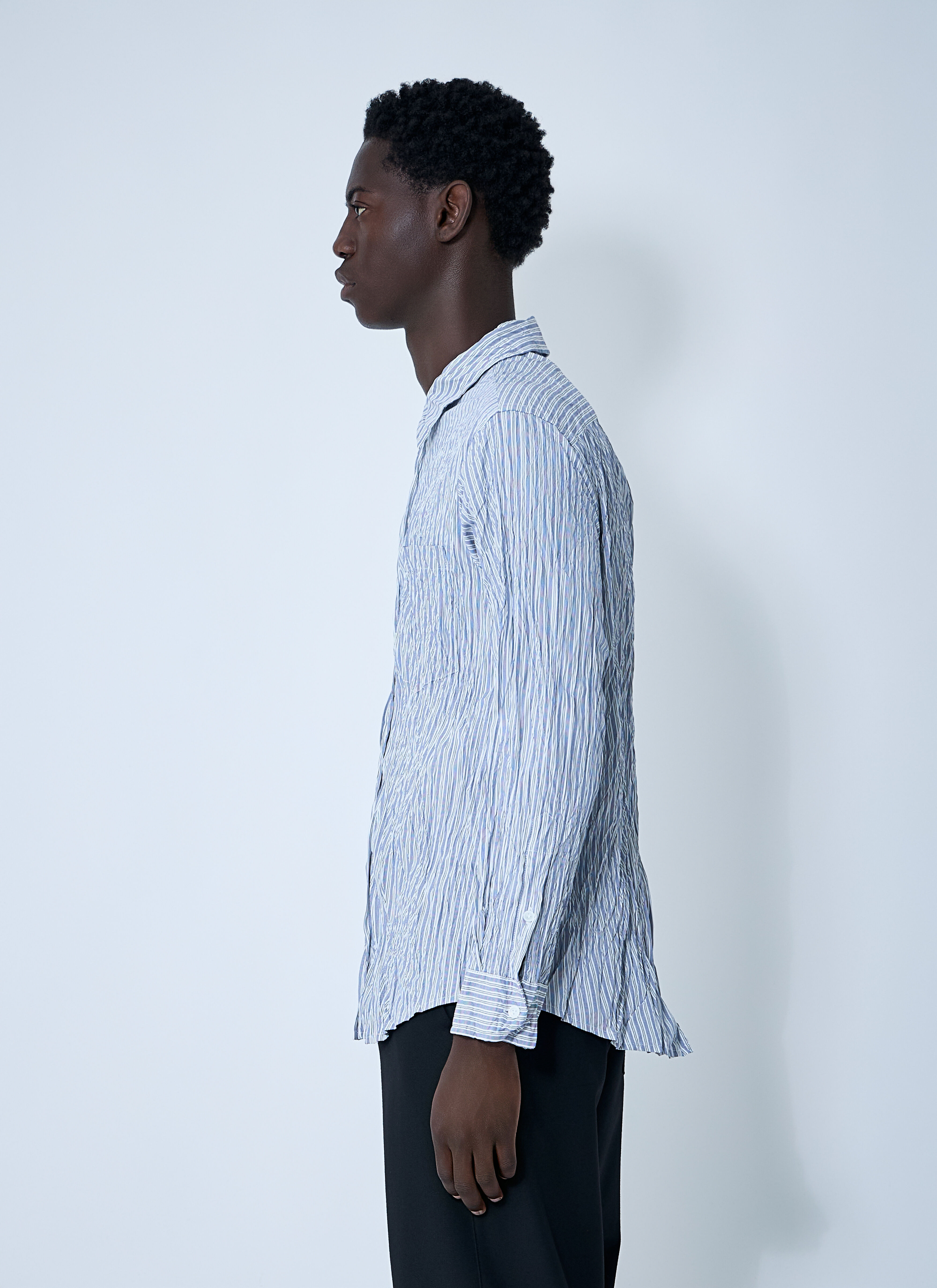 Cruched Cotton Stripe Shirt - 3
