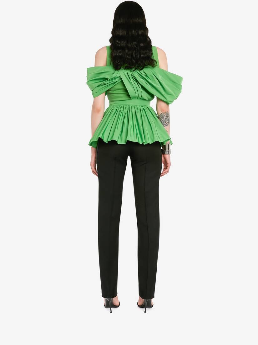 Women's Hybrid Peplum T-shirt in Acid Green - 4