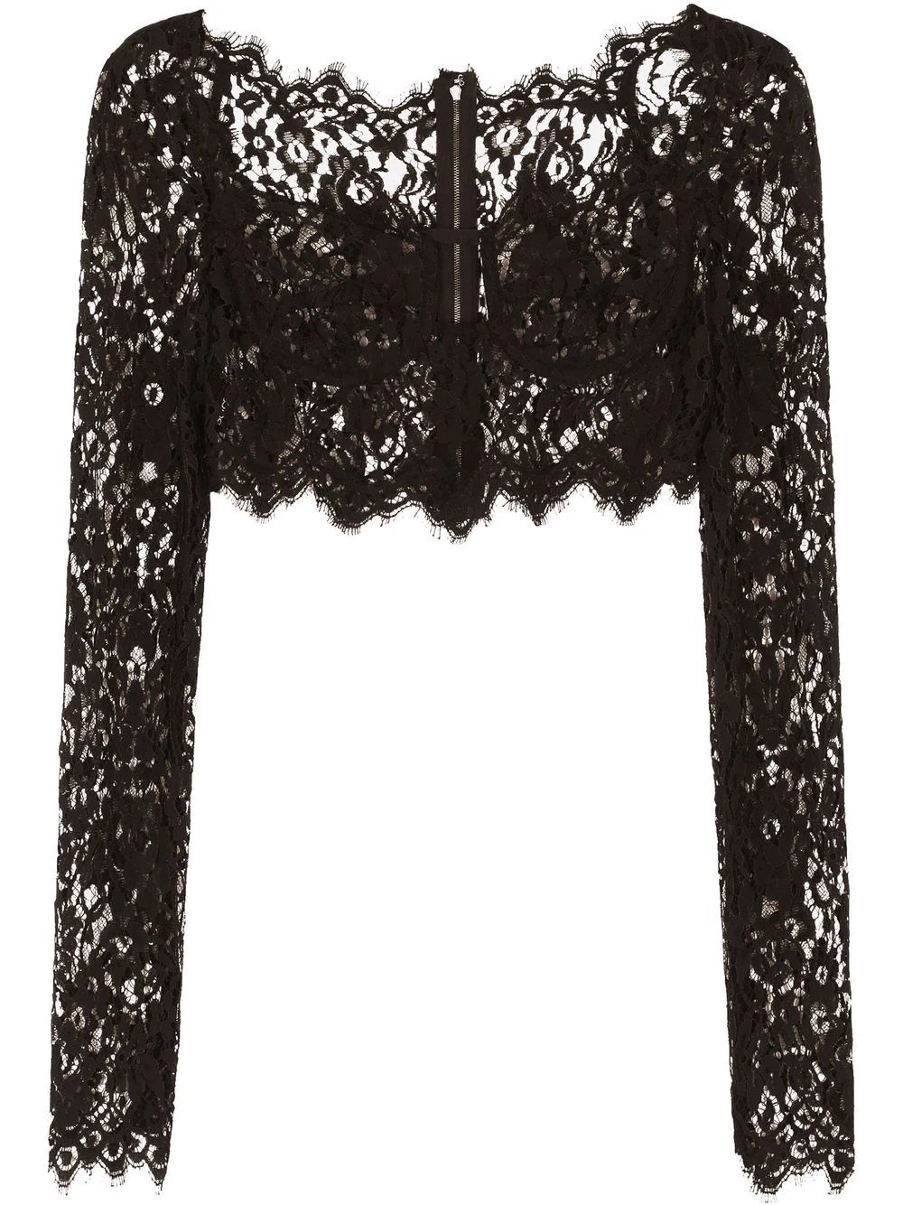 lace-detail cropped blouse - 1