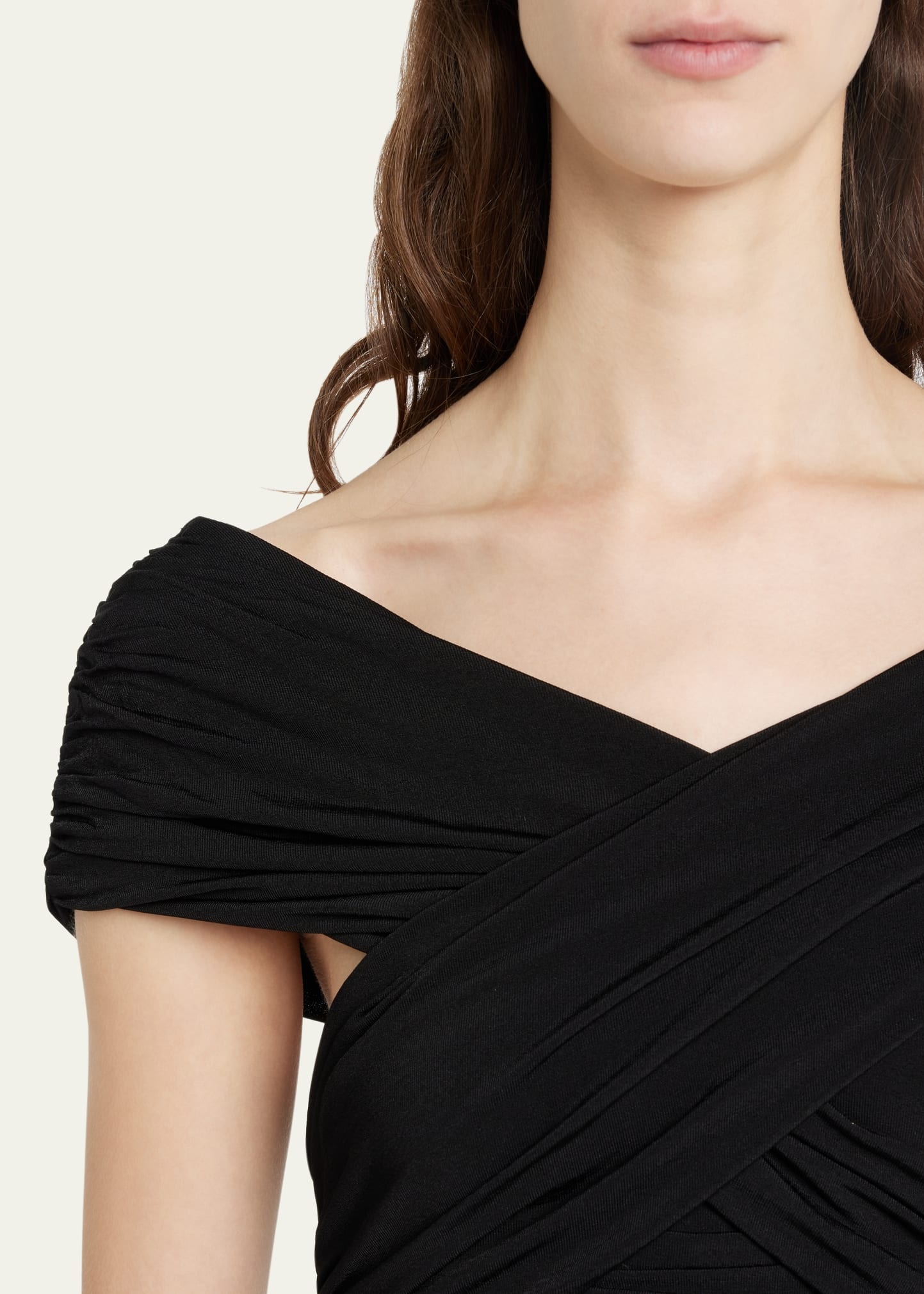 Off-The-Shoulder Ruched Jersey Midi Dress - 5
