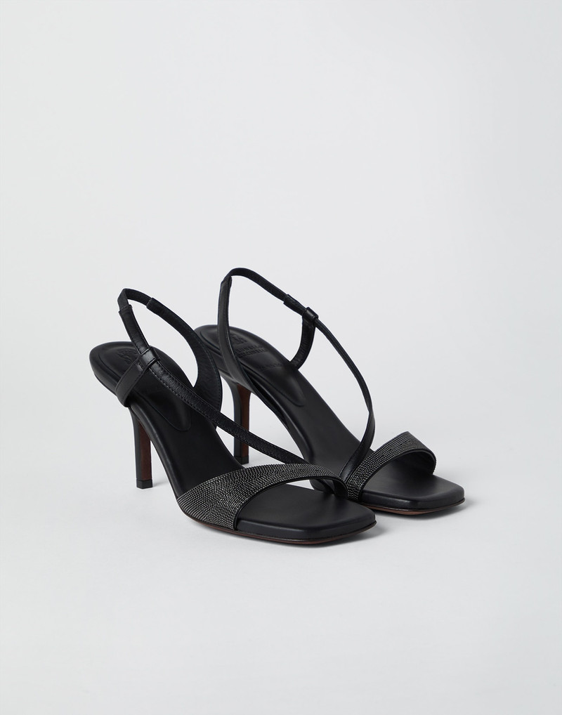 Nappa leather heels with precious straps 1