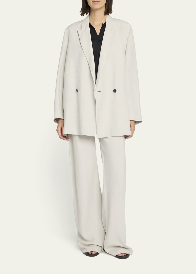 The Row Gala Silk-Linen Straight-Leg Pants outlook
