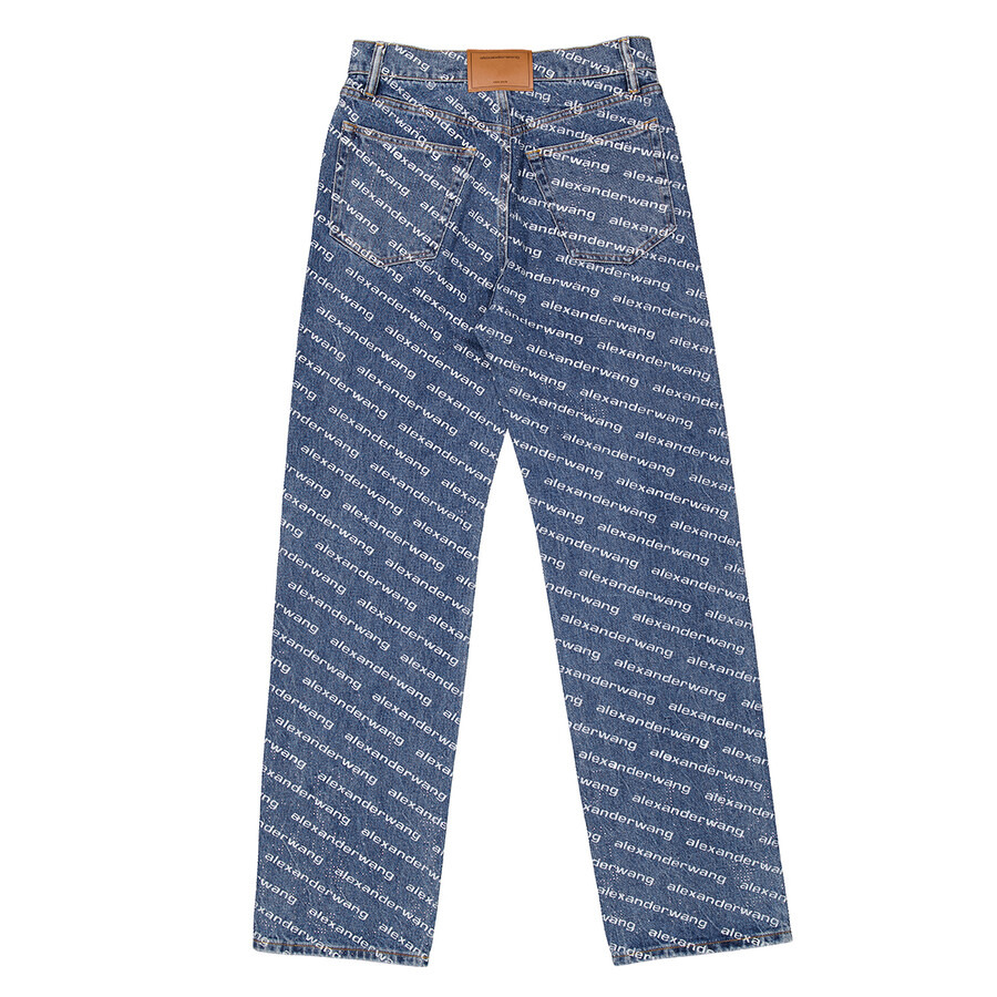 T by Alexander Wang Logo-Print Sequined Mid-Rise Straight Leg Cotton Trousers - 6
