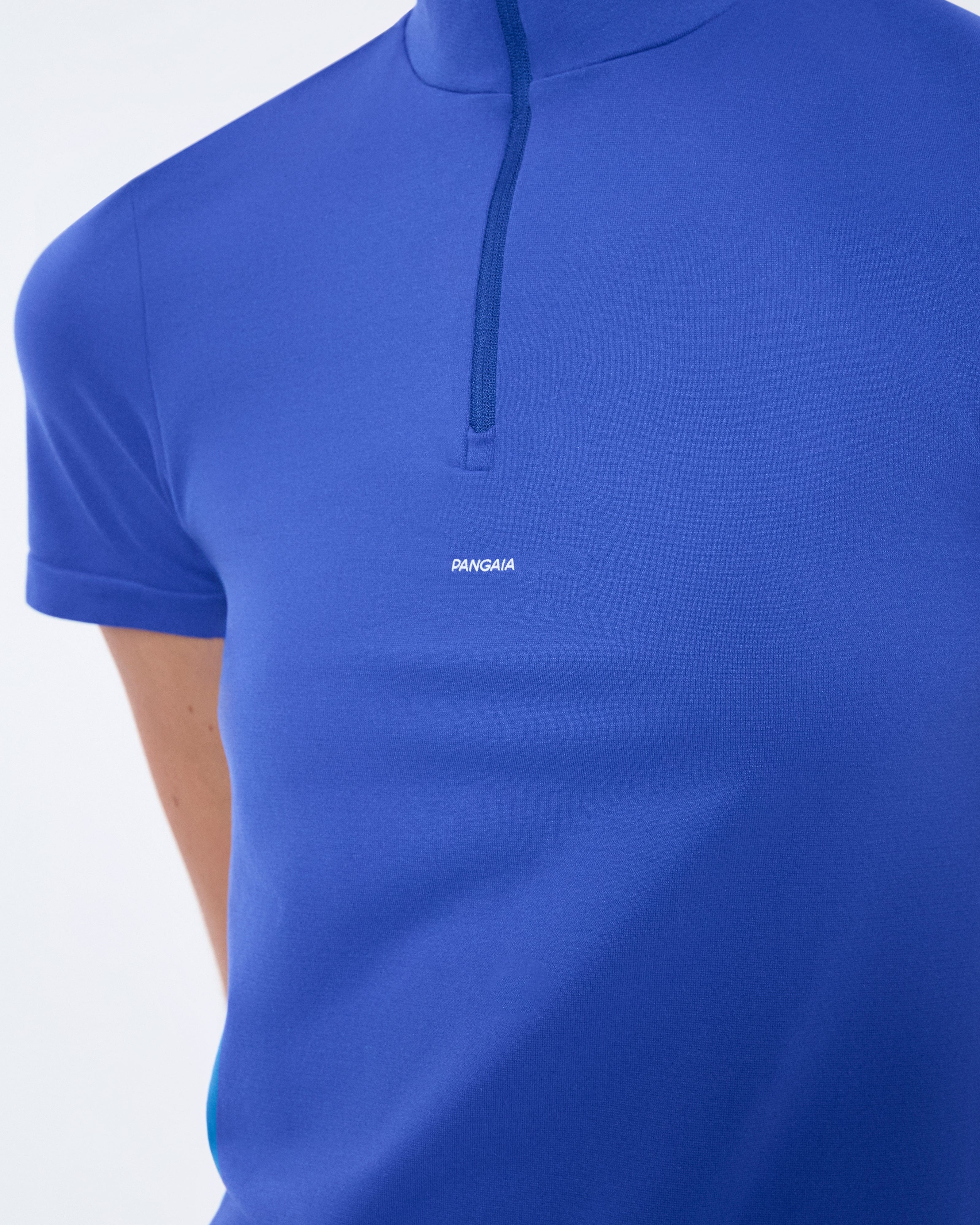 Womens Plant-Stretch Zipped Short Sleeve Top - Gaia Blue - 5