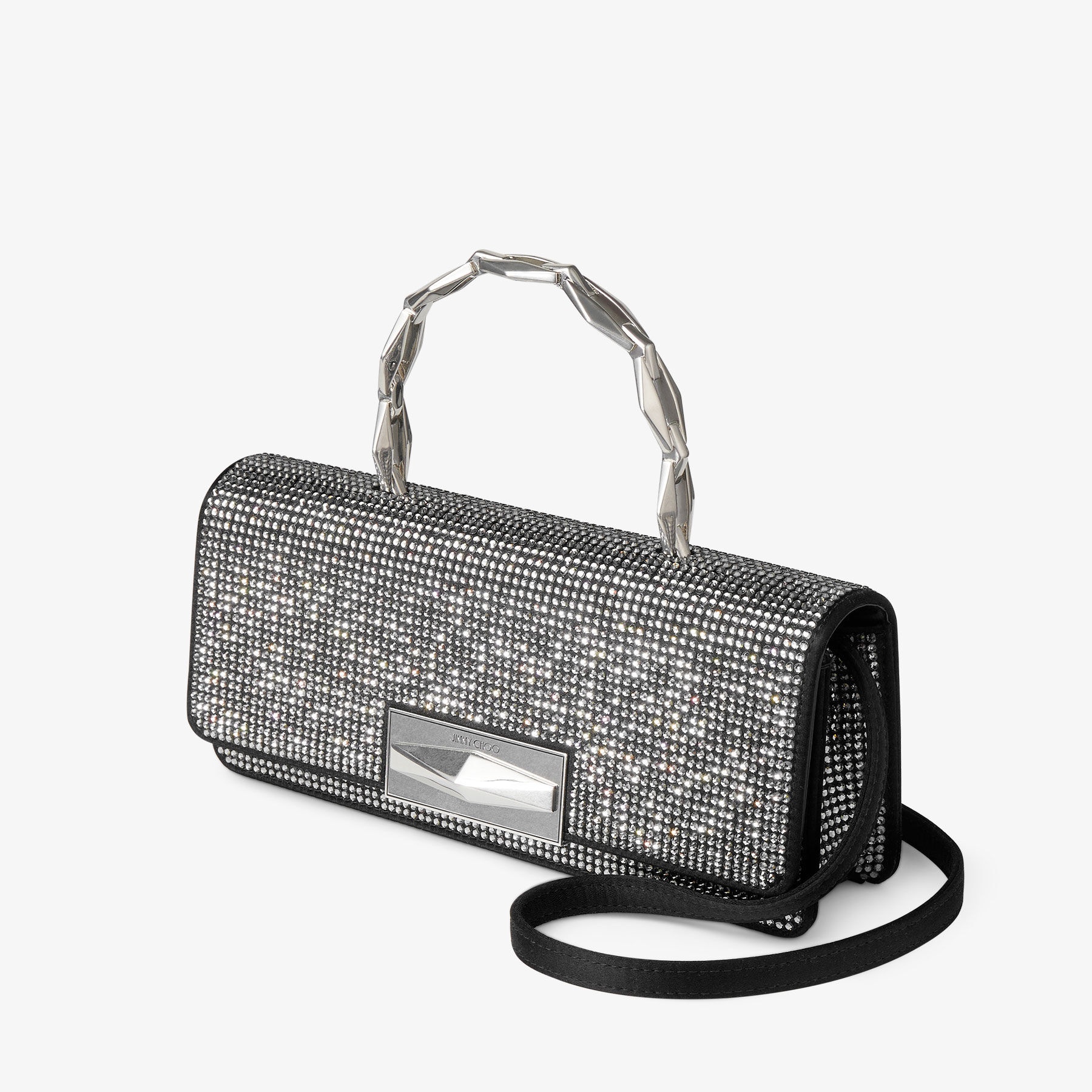 Diamond Chain Top Handle
Black Crystal Top Handle Bag - 4