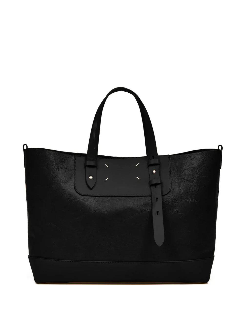 black leather tote bag - 1