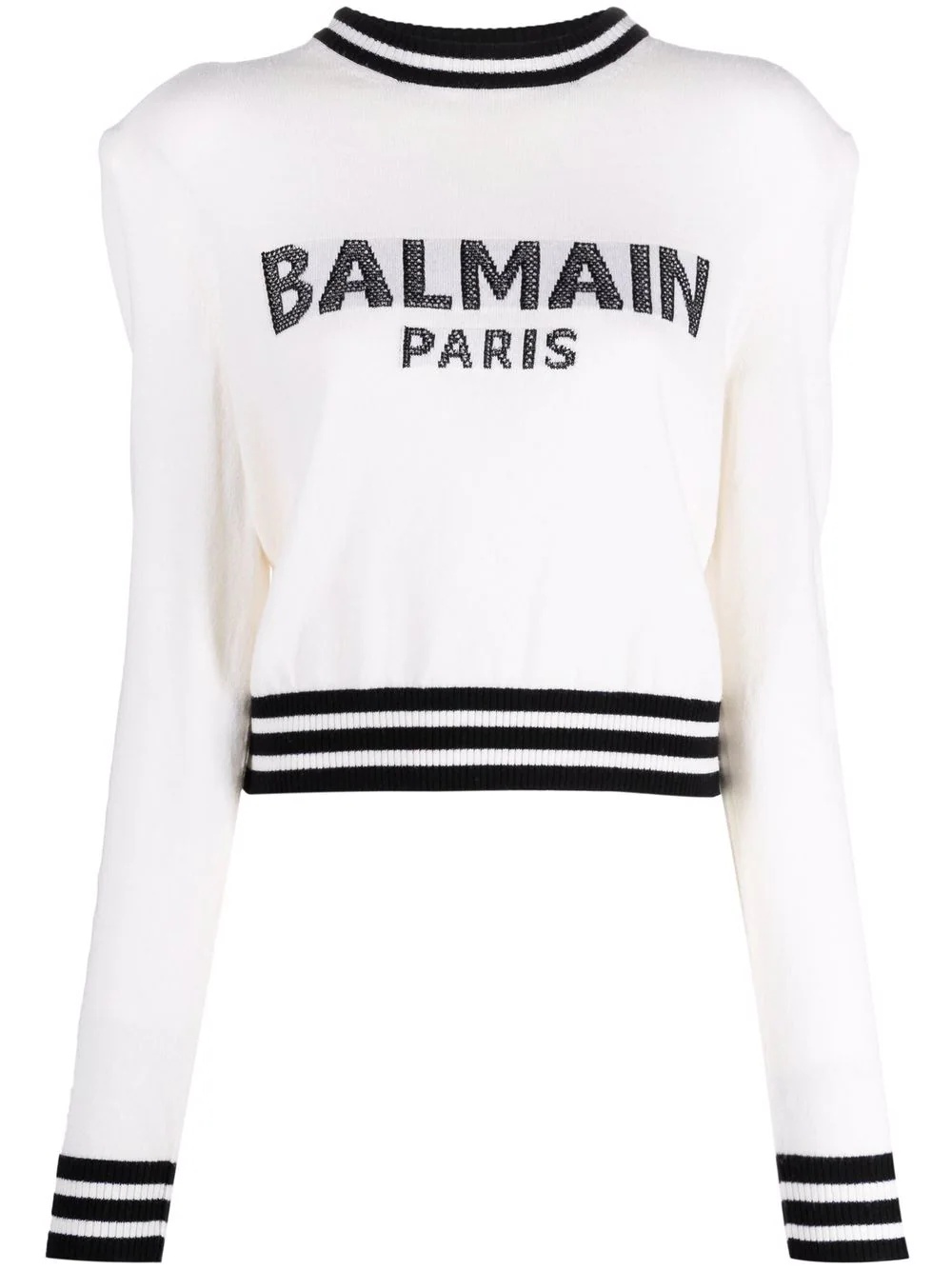 mesh-logo cropped knitted jumper - 1