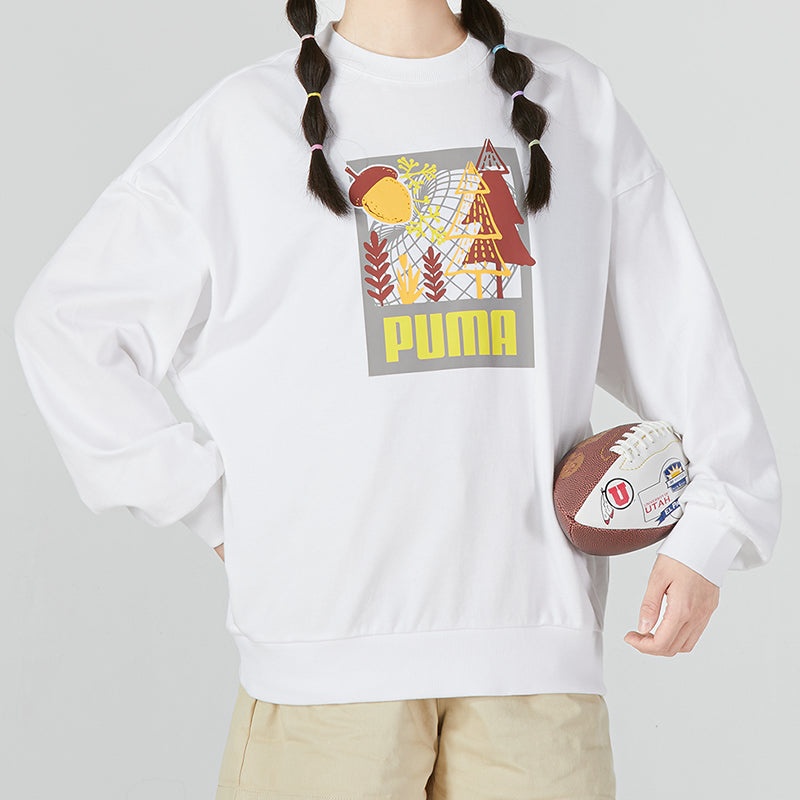 (WMNS) PUMA FF Bubble Sleeve Crew Neck Sweatshirt 'White' 538779-02 - 3