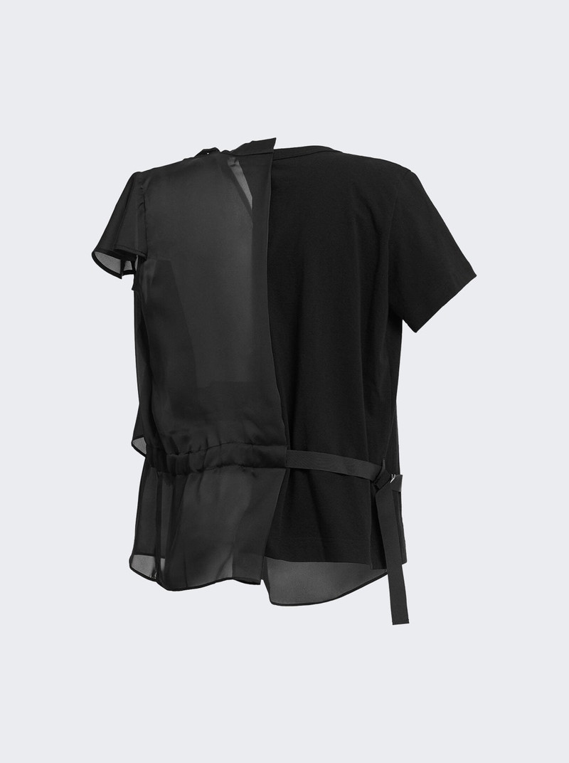 sacai Satin X Cotton Jersey Tee Black outlook