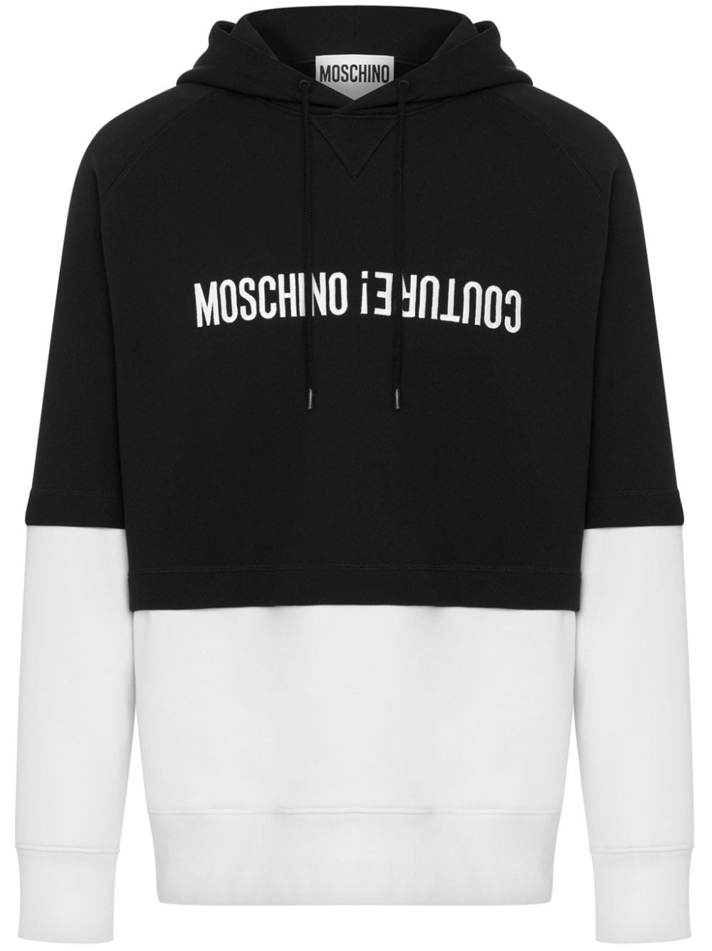 colour-block cotton hoodie - 1
