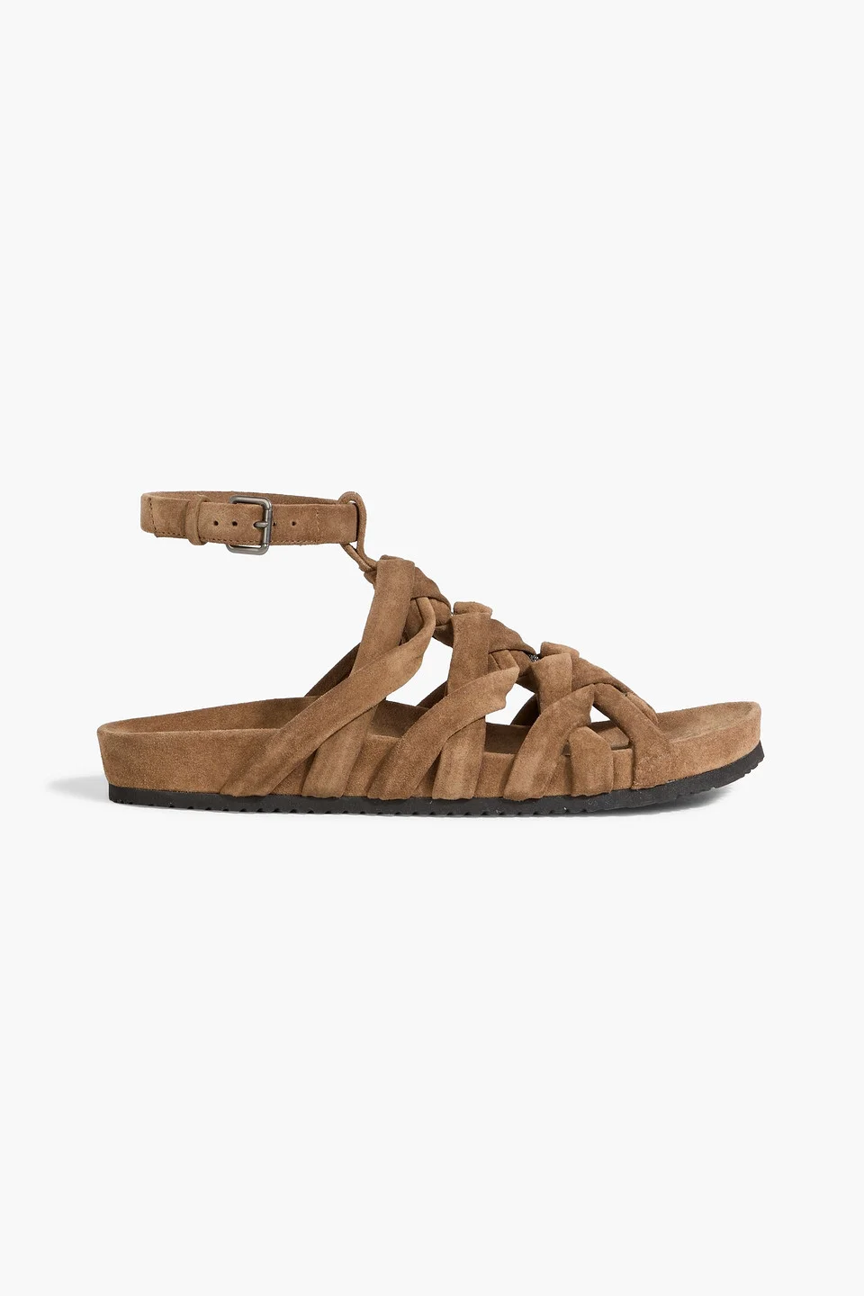 Bead-embellished suede sandals - 1