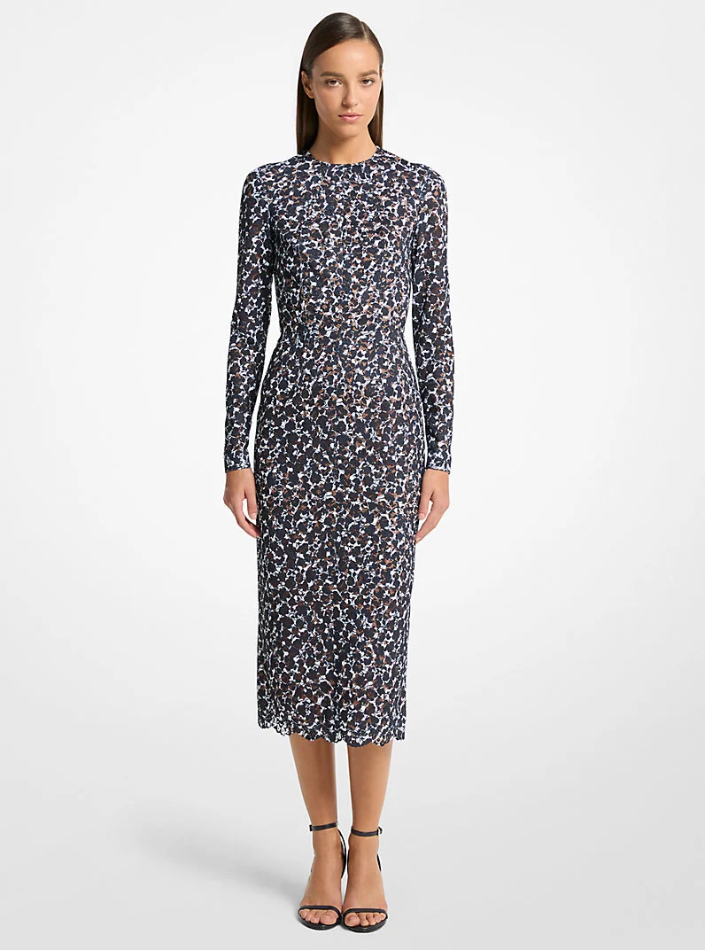Shadow Floral Lace Sheath Dress - 1