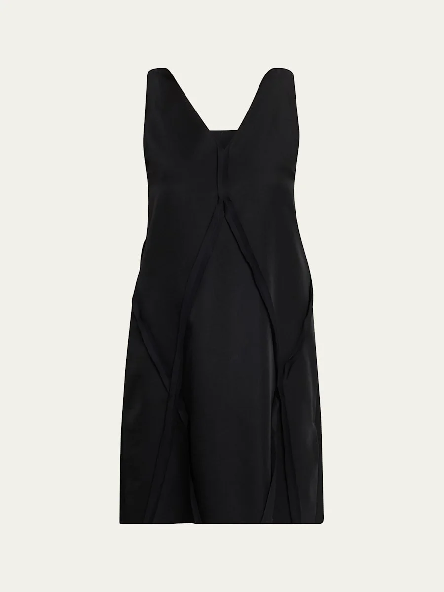 Seamed Sleeveless V-Neck Mini Dress - 1