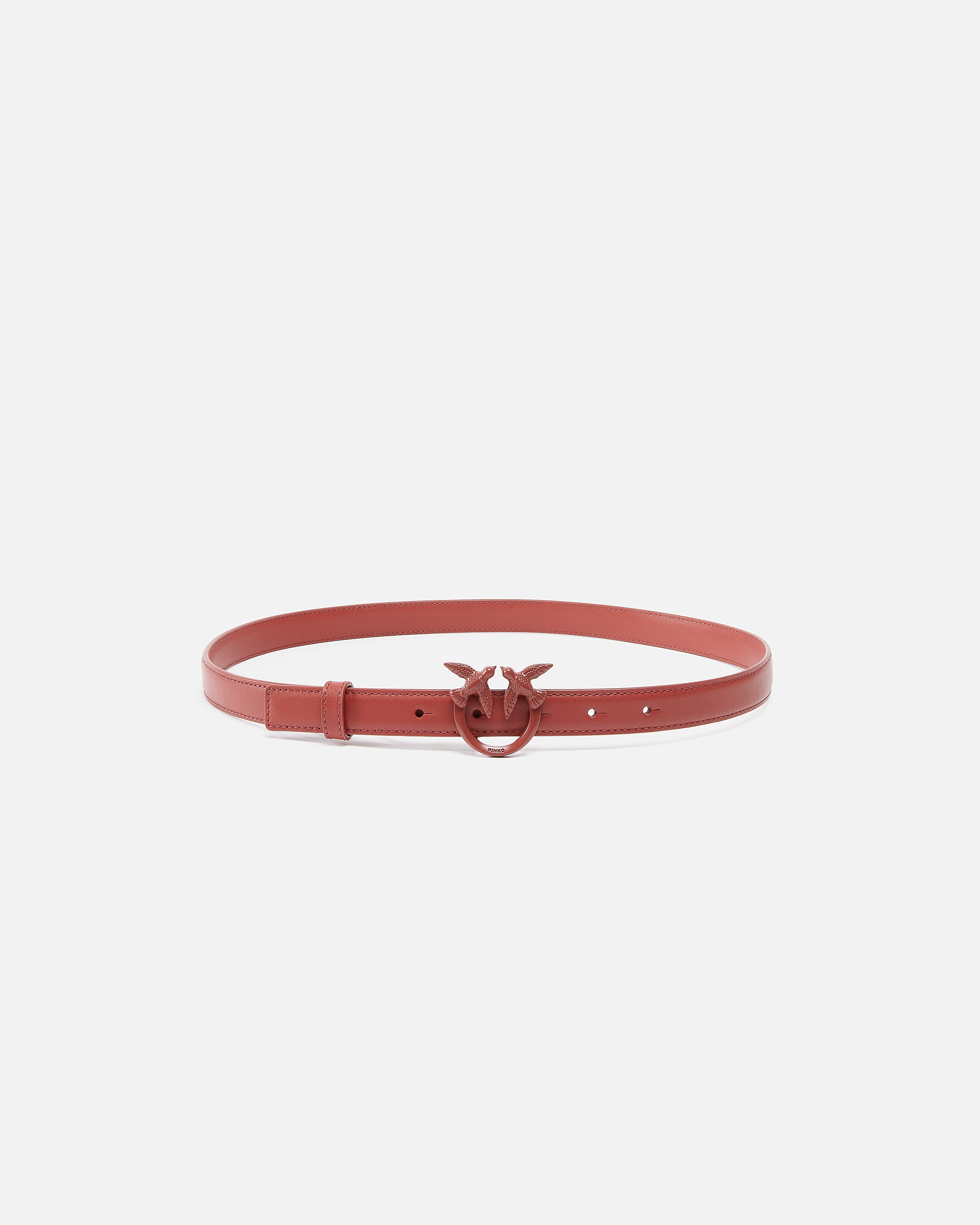 THIN COLOUR-BLOCK LOVE BIRDS LEATHER BELT 2CM - 1