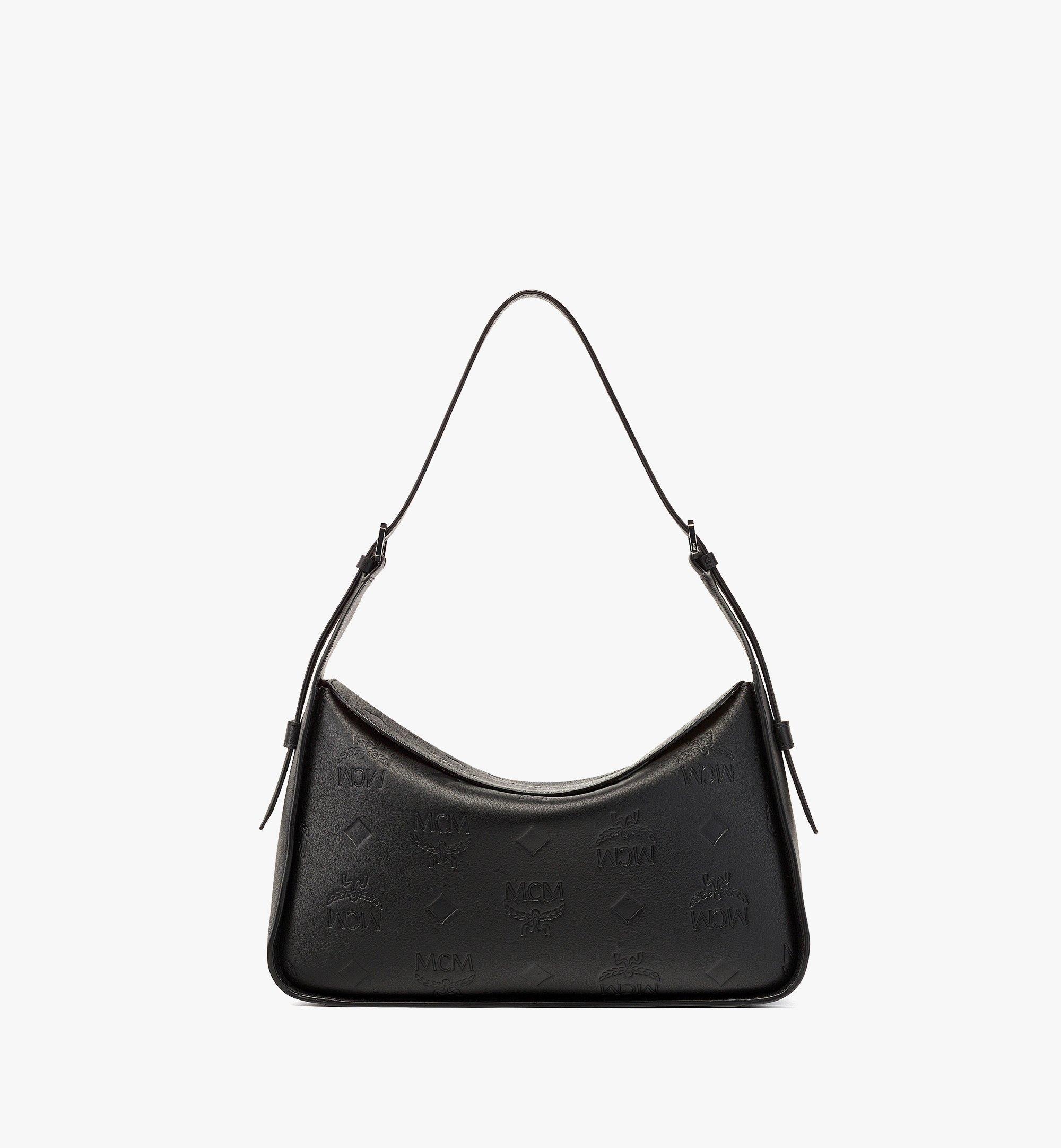 Aren Flap Hobo Bag in Embossed Monogram Leather - 1