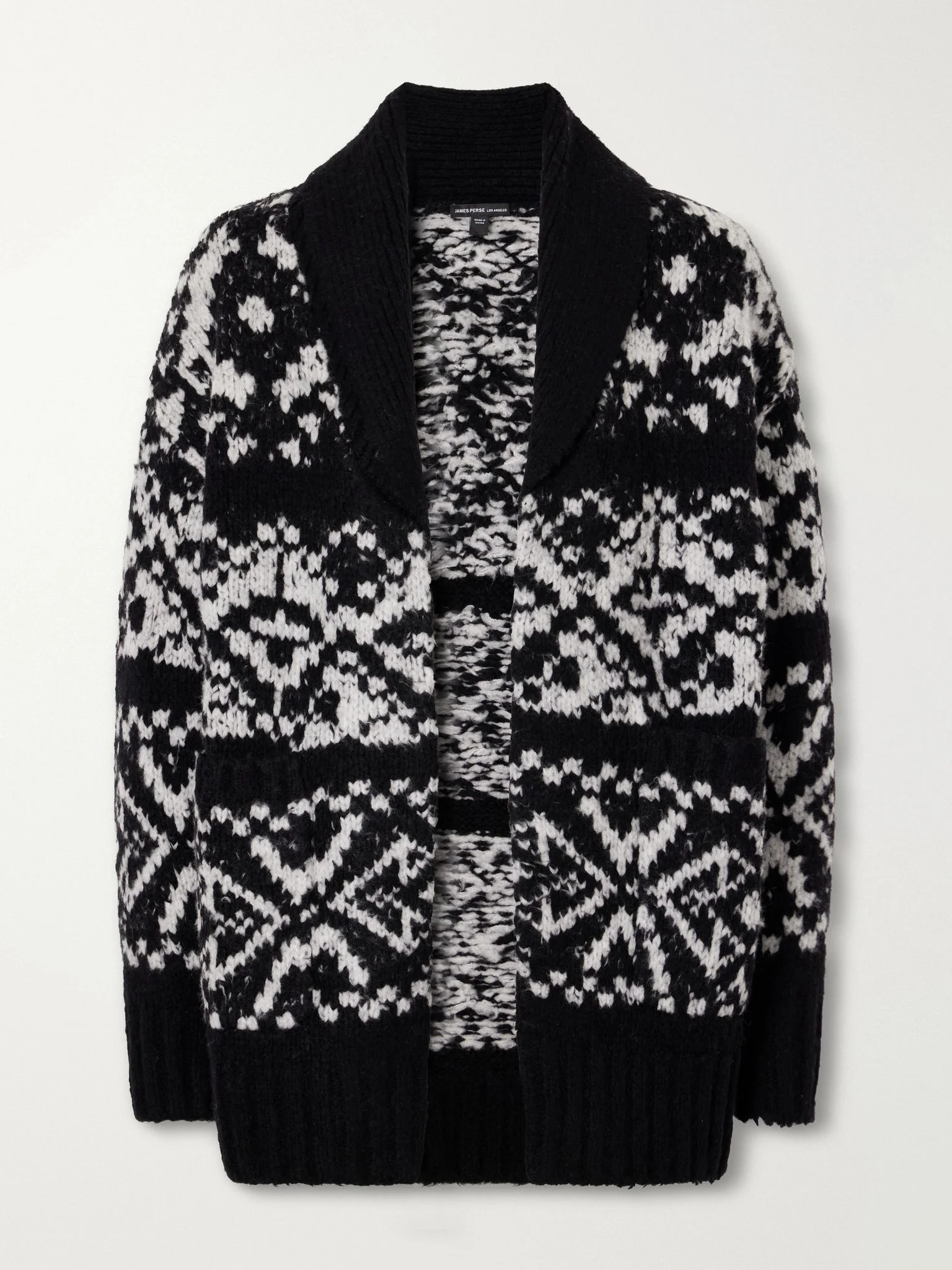 Fair Isle intarsia-knit wool-blend cardigan Black - 1