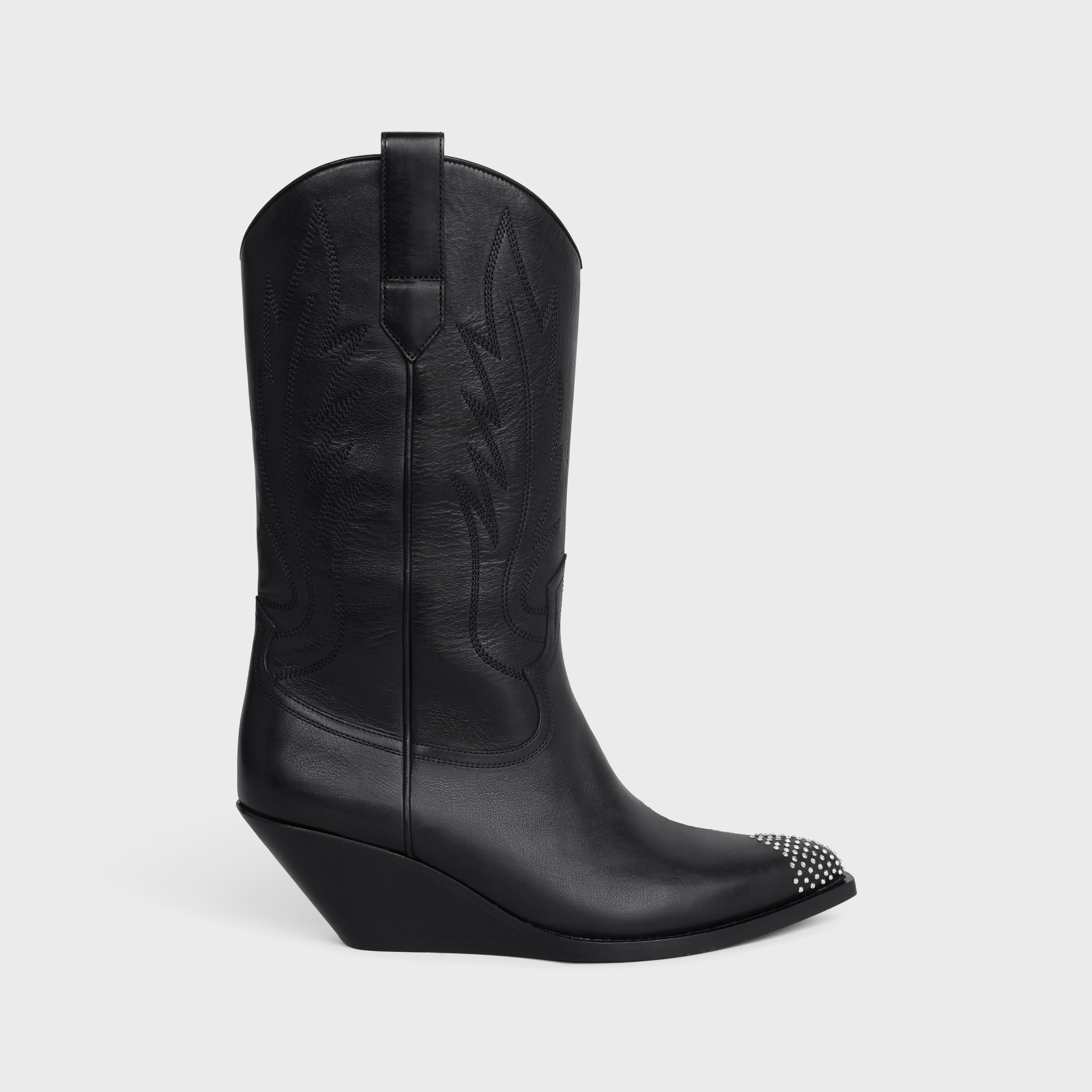 CELINE MOON HIGH BOOTS WITH STRASSED TOE CAP in Calfskin - 1