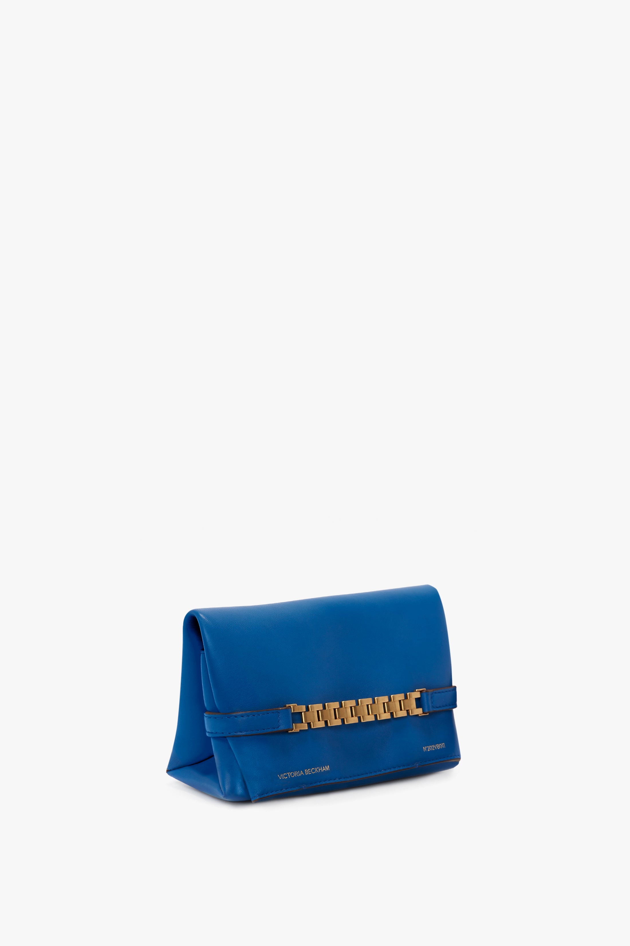 Mini Chain Pouch With Long Strap In Sapphire Blue - 2