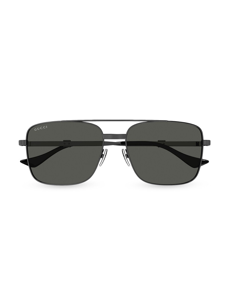 Men's Running Web Squared Metal Sunglasses - Ruthenium 1