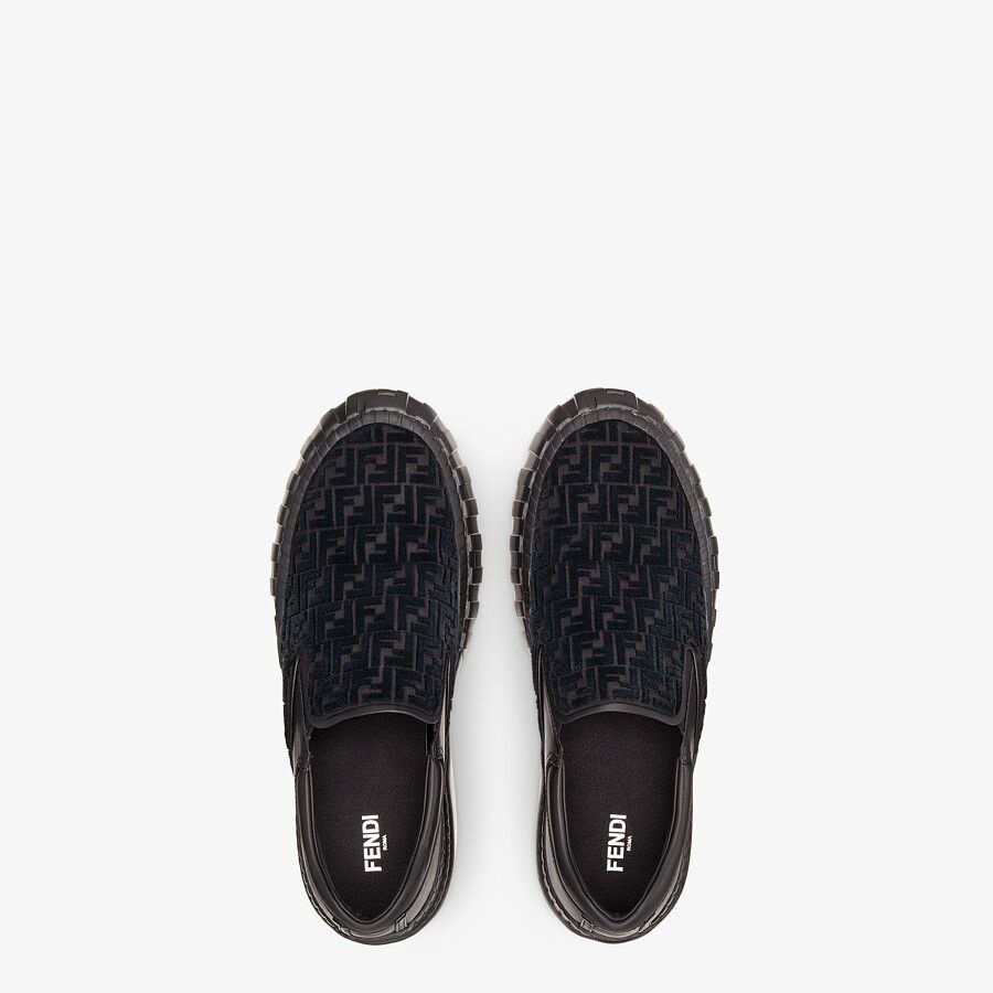 Black fabric slip-ons - 4
