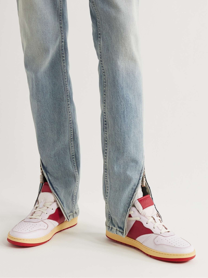 Rhude Rhecess Logo-Appliquéd Distressed Leather Slip-On Sneakers outlook