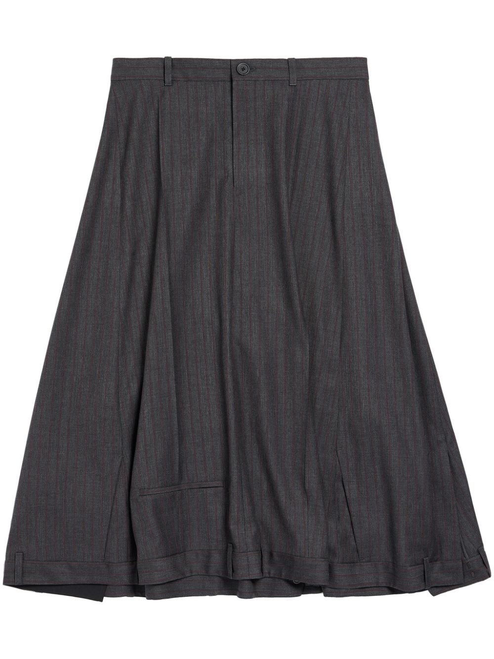 pinstripe-pattern midi wool skirt - 1