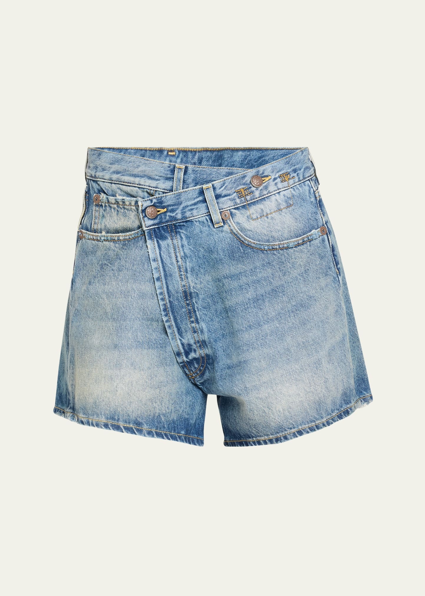 Crossover Denim Shorts - 1