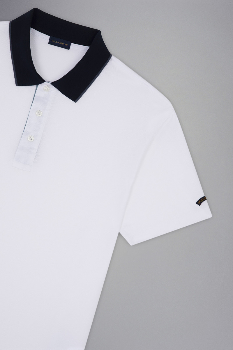 COTTON PIQUE POLO SHIRT WITH OVERSIZE TRICOLOUR DETAILS 5