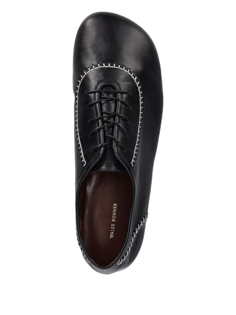 contrast-stitching leather shoes - 3
