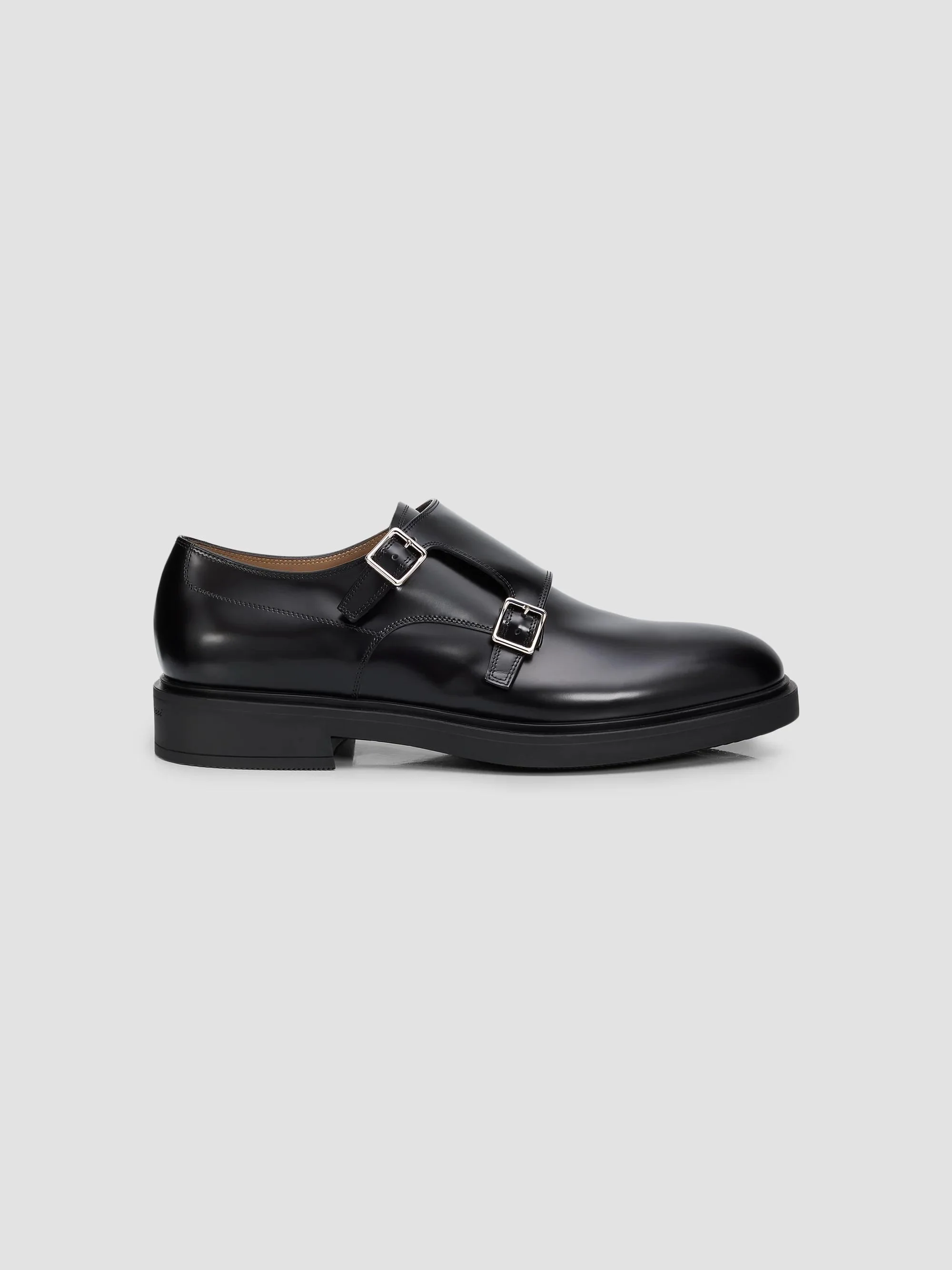 Men's Scott Smart Antigraffio Leather Monk Strap Shoes - Black - 1