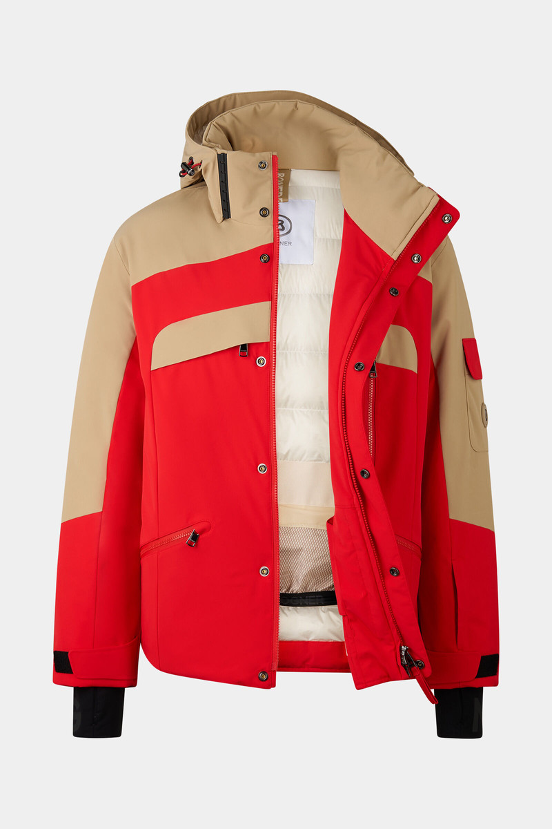 Danjo down ski jacket in Red/beige 11