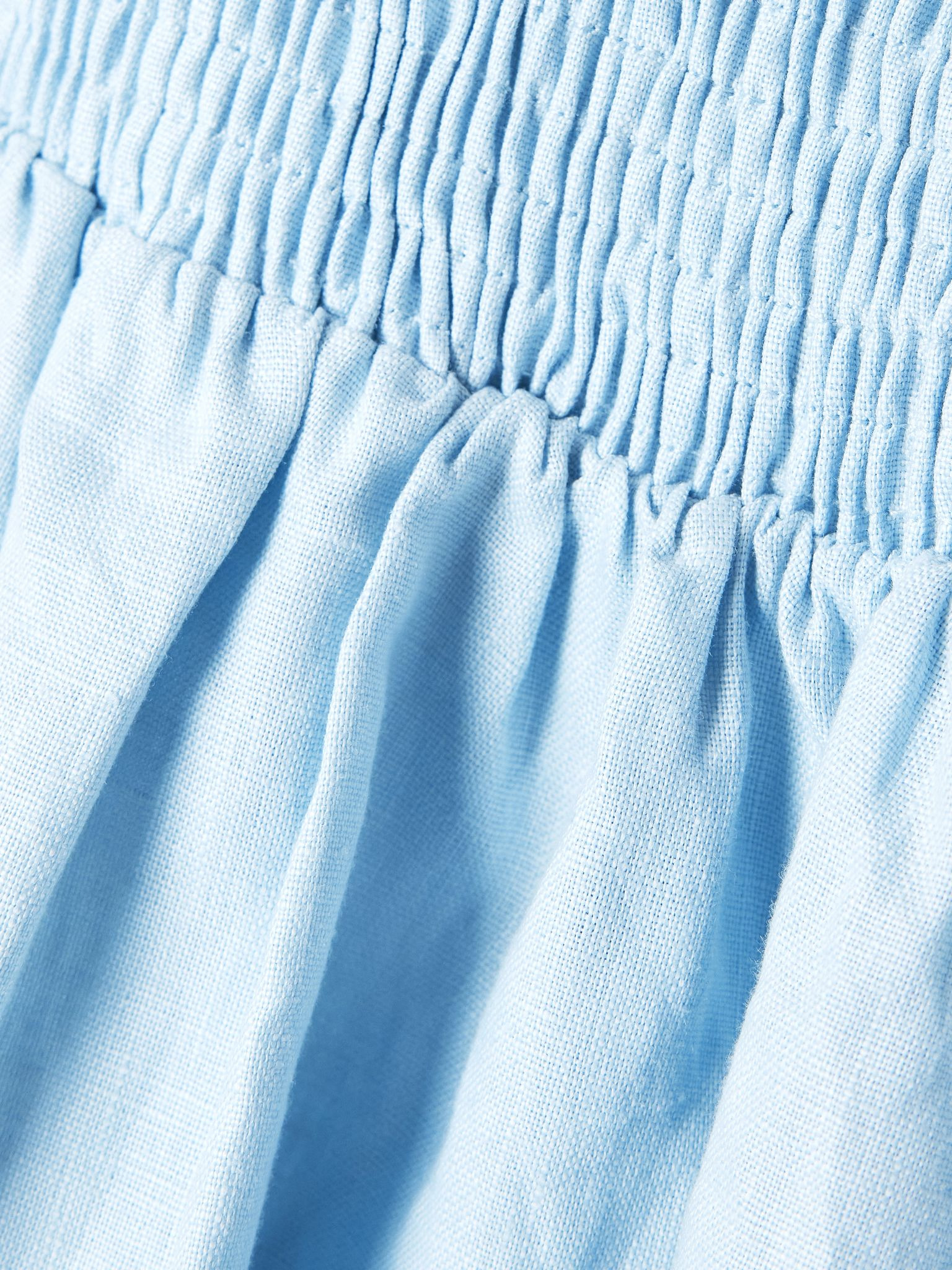 Boe strapless gathered shirred linen tunic Light blue - 4