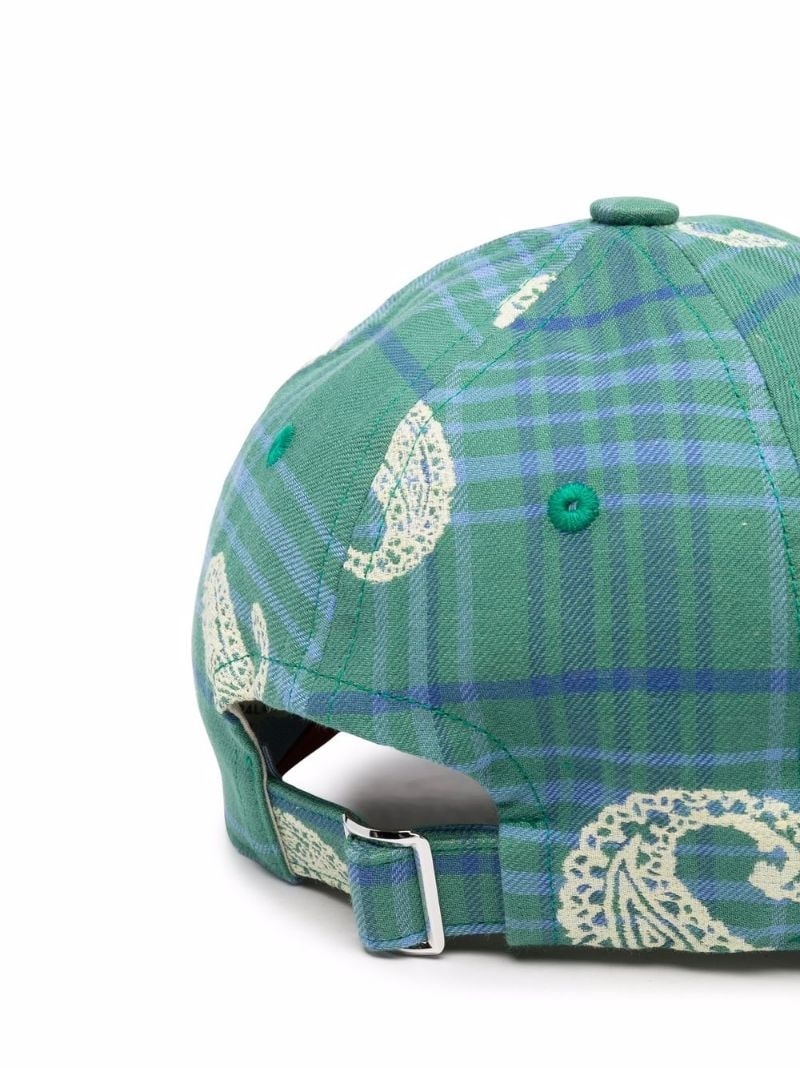 checked logo-embroidered cap - 2