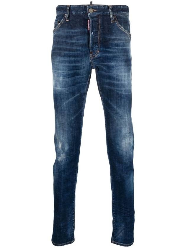 Men's Dark Crinkle Daisy Wash Cool Guy Jeans Blue - 3