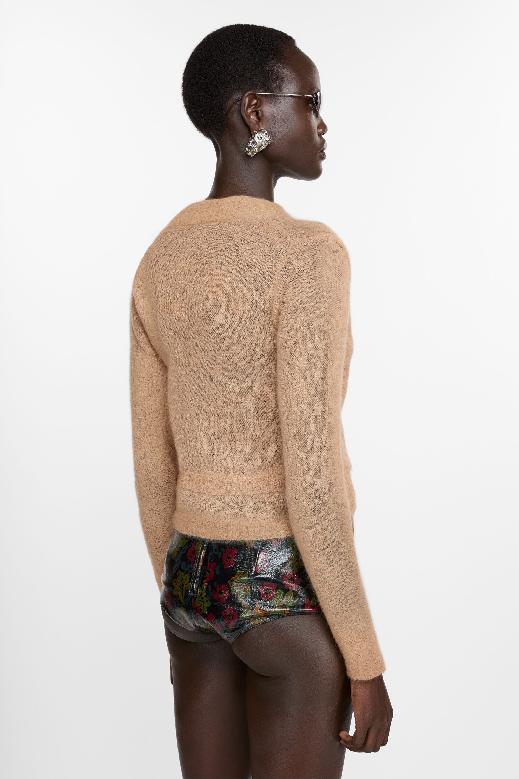Layered mohair cardigan - Beige - 3